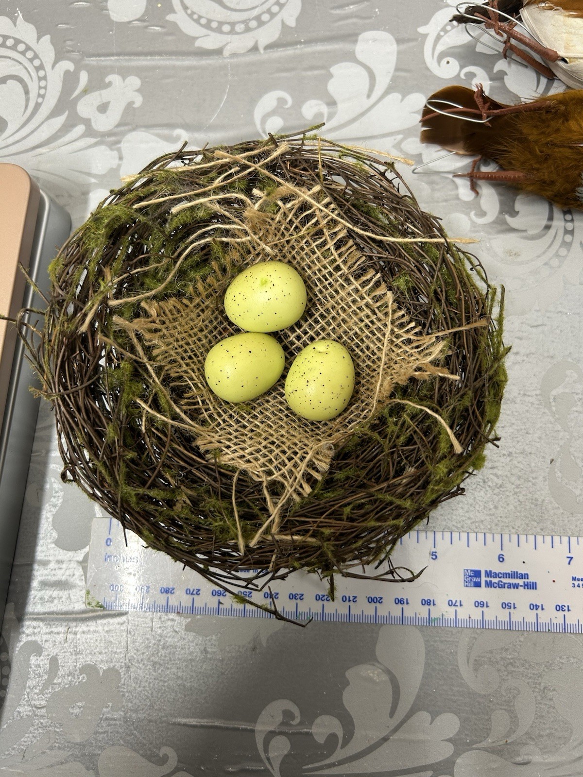 Feathered Artificial Birds And Nest Beautiful Home Decor