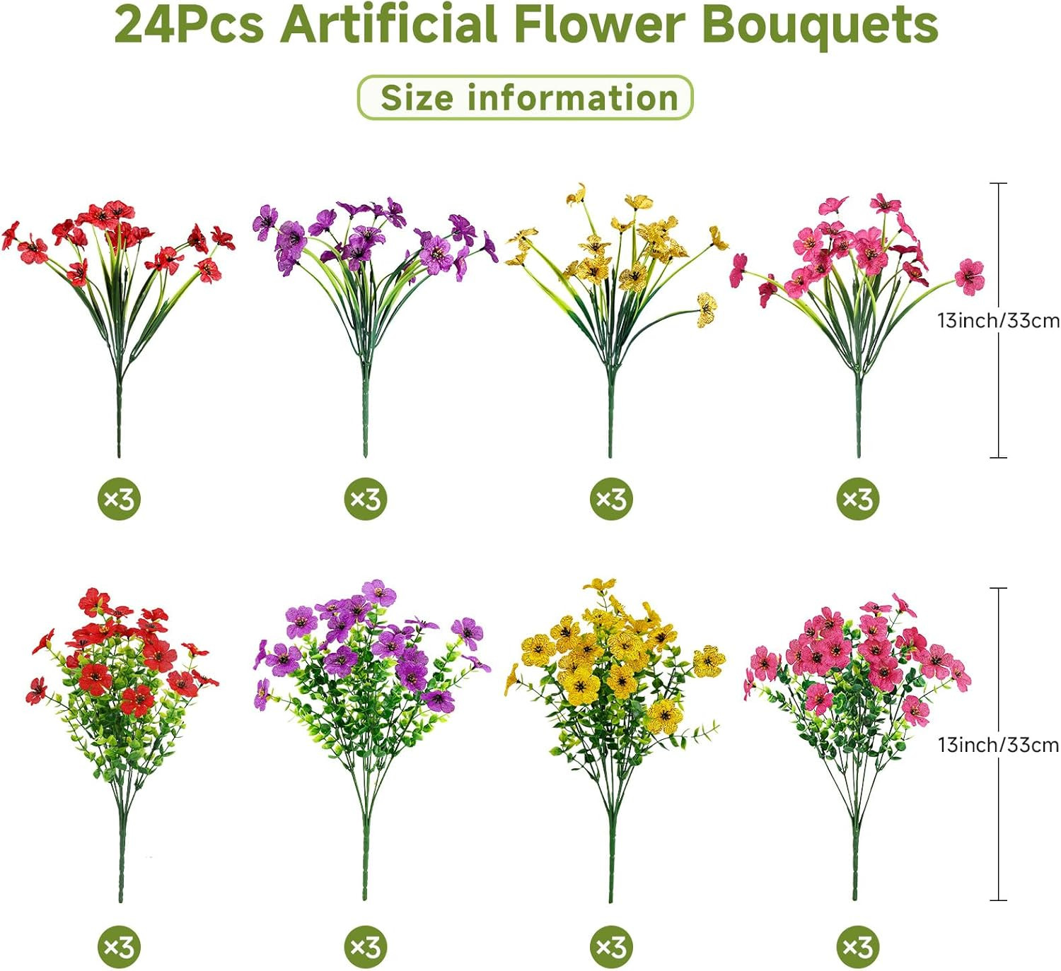 24 Bundles Artificial Daisy Flowers UV Resistant for Outdoor Decor | Silk & Plas