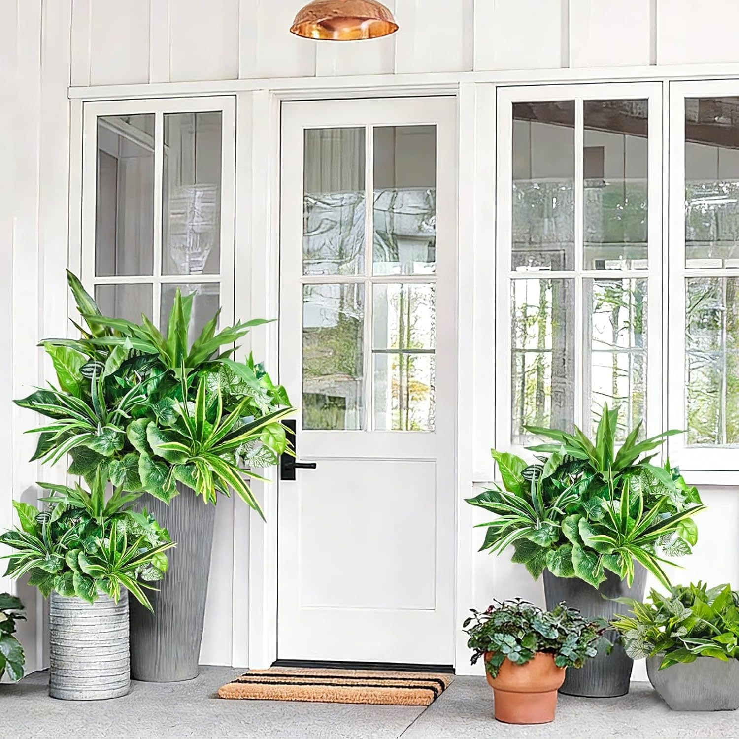 Artificial Plants for Outdoors Faux Greenery Leaves UV Resistant Realistic Pl…