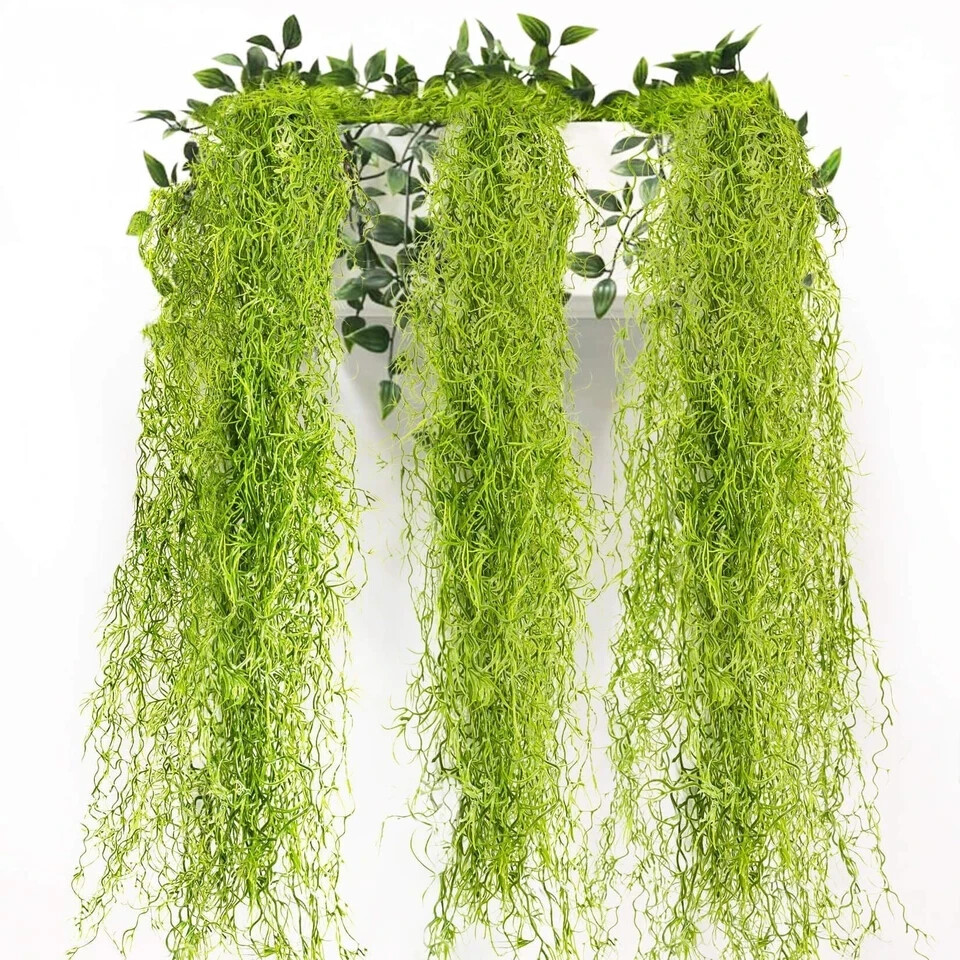 MAQIHAN Faux Spanish Moss – Artificial Hanging Moss Bulk for Plants 3PCS Fake…