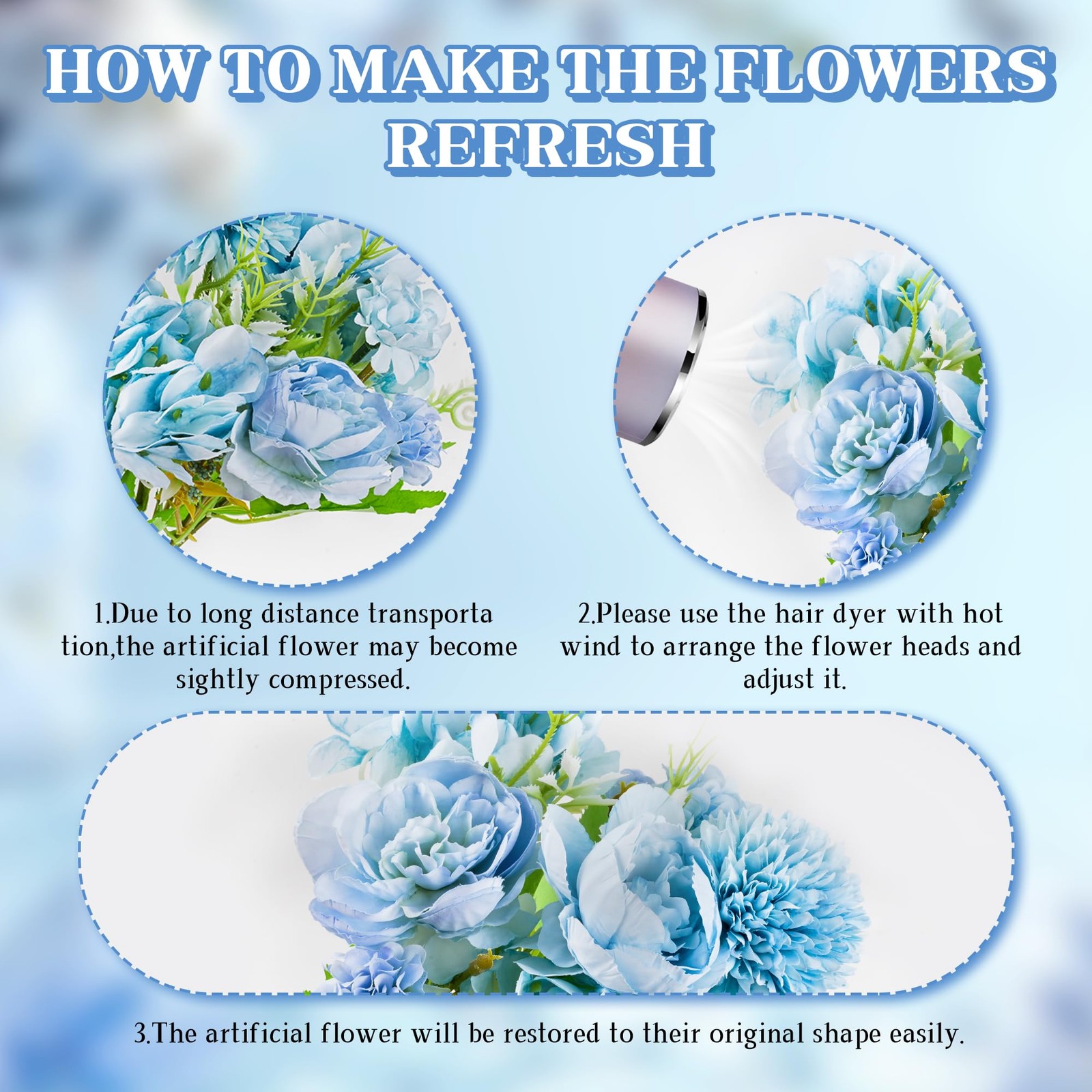 6 Pack Artificial Flowers, Fake Faux Peony Silk Hydrangea Plastic Carnations …