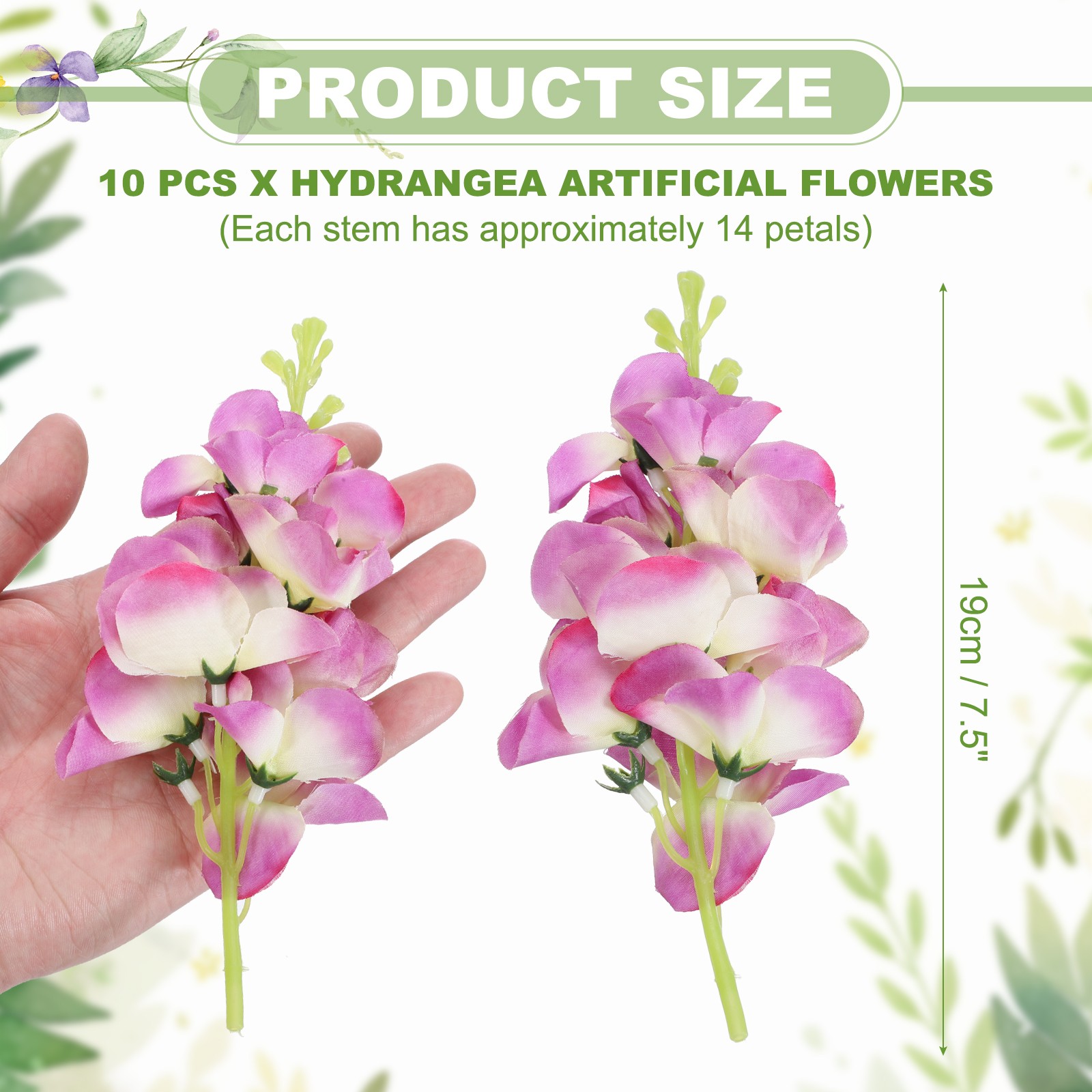 10 Pcs Floating Flowers for Centerpieces Artificial Hydrangea, Magenta