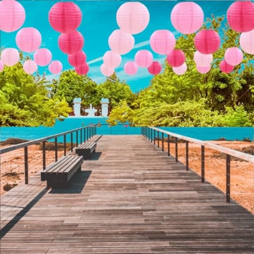 Paper Lanterns Decorative,Hanging Chinese Lanterns Indoor 4、6、8、10inch Pink