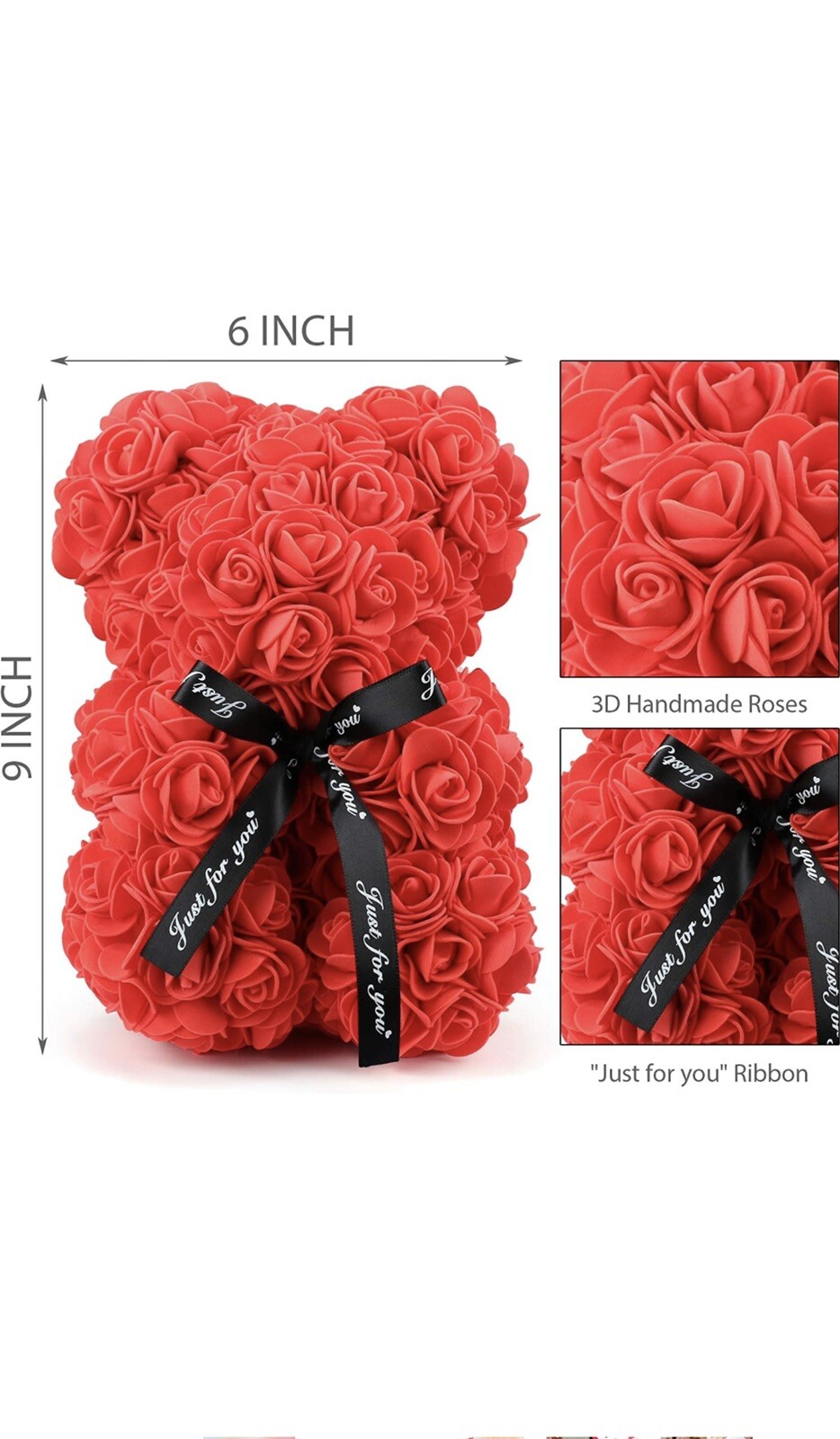 Rose Bear Gifts for Anyone. Flower Teddy Bear Birthday Gift for Mom Girlfriend,