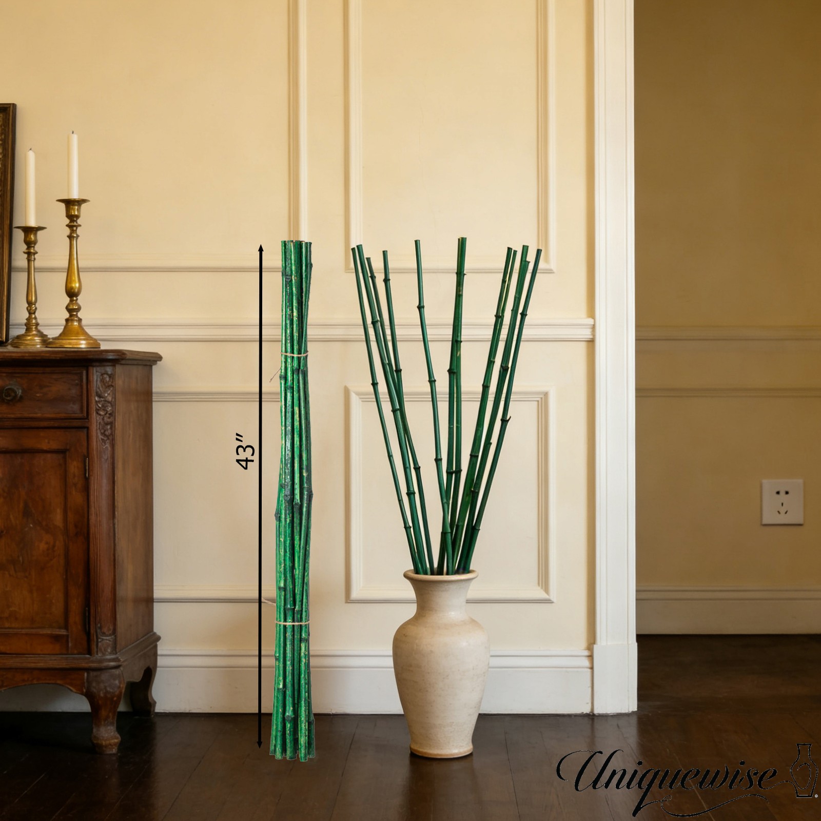 Uniquewise 43″ Set of 12 Bamboo Stick Fillers Natural Decorative Stems for Vase
