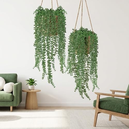 8 Pcs Artificial Succulents Hanging Plants, 27.6 Inch Fake String of Pearls