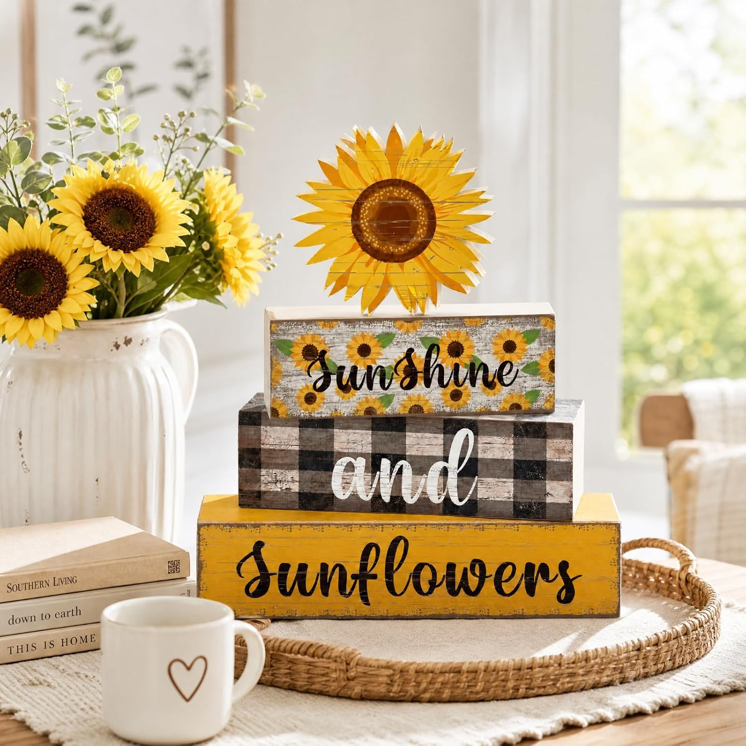 4 Pcs Summer Sunflower Decor Sunflower Centerpieces for Table Set Farmhouse Rust