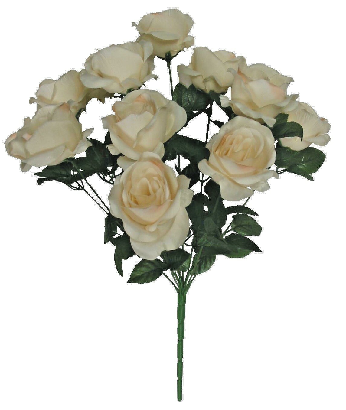 Neutral Beige 12-4″ Rose 21″ Bush Silk Flower Home General Indoor Outdoor Decor