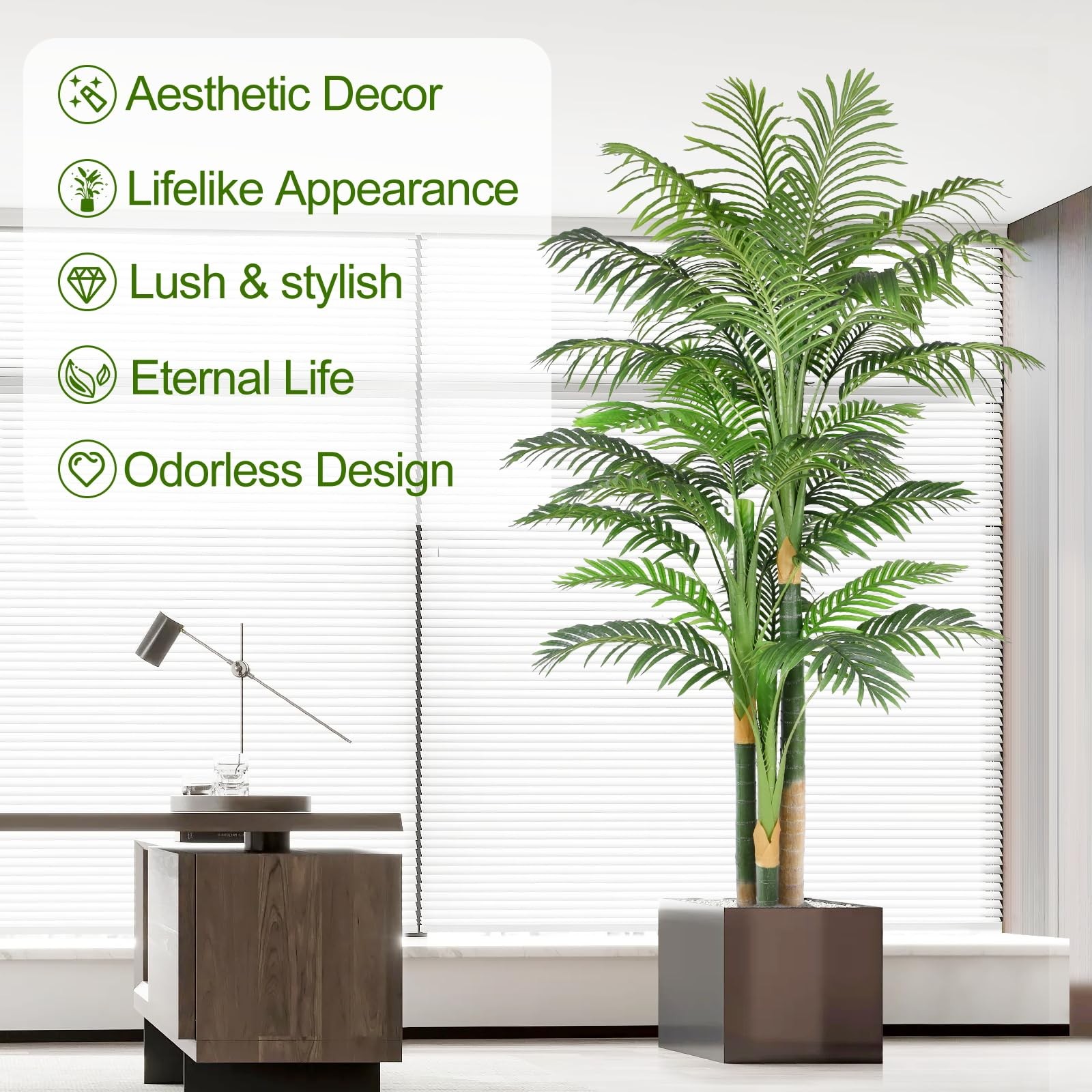 7ft Tall Triple Golden Cane Palm Artificial Tree Large Tropical Palm Tree UV …