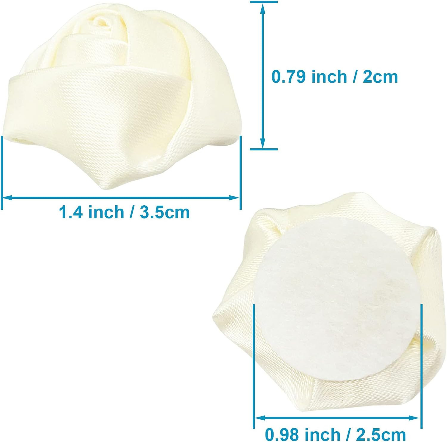 50Pcs Satin Ribbon Rose 4D Handmade Fabric Flowers 1.4″ for DIY Wedding Bouquet