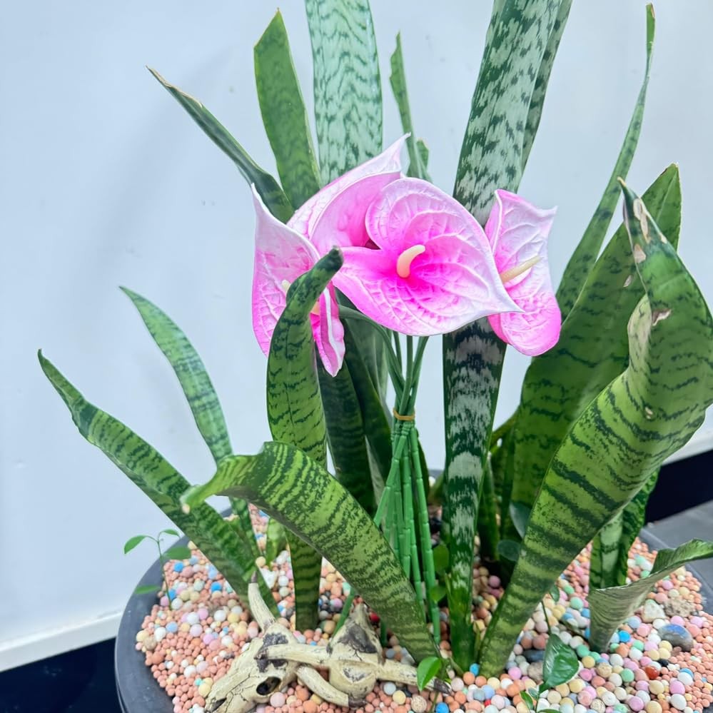 8pcs 13inch Pink Artificial Anthurium Lily Flowers Permanent for Home Decor B…