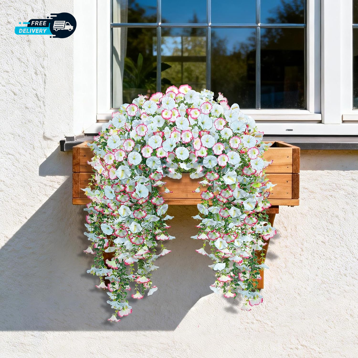 Artificial Hanging Flowers for Outdoors 2 PCS 300 Blooms UV Resistant