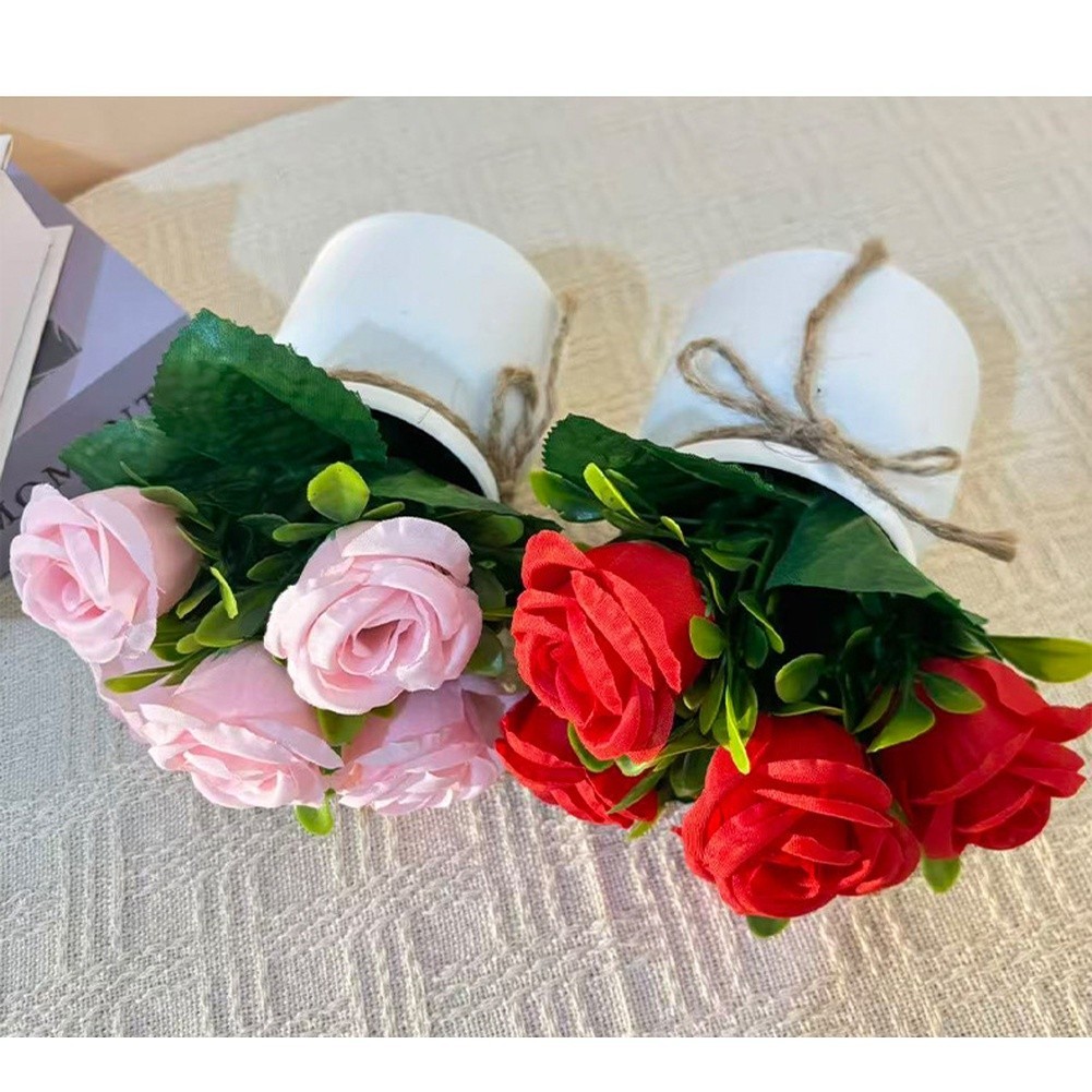 Artificial Flower Arrangement in Pot with Bow for Event For Home Styling