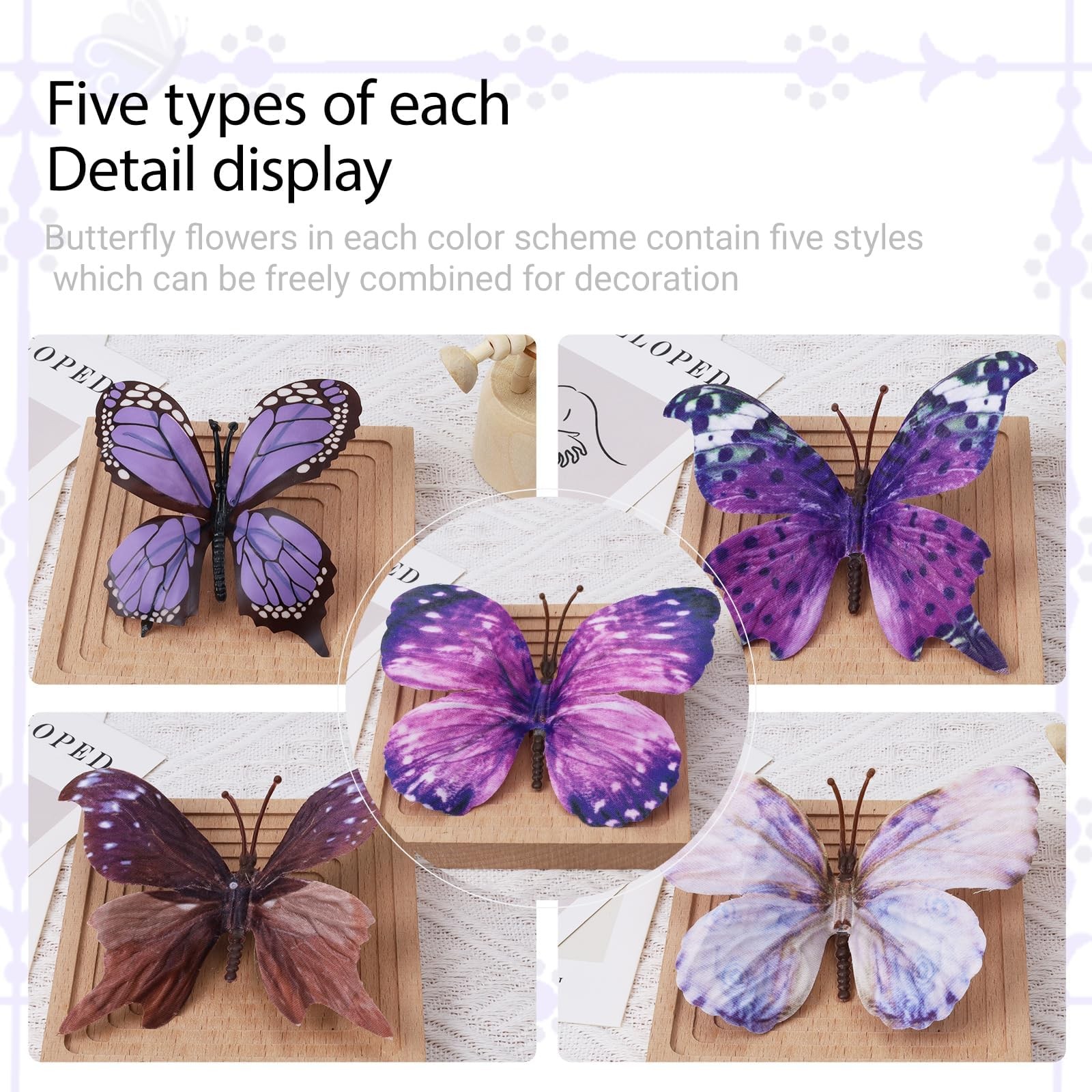 5 Pcs DIY Butterfly Decorations 5 Butterfly Branches with 30 Fake Butterflies…