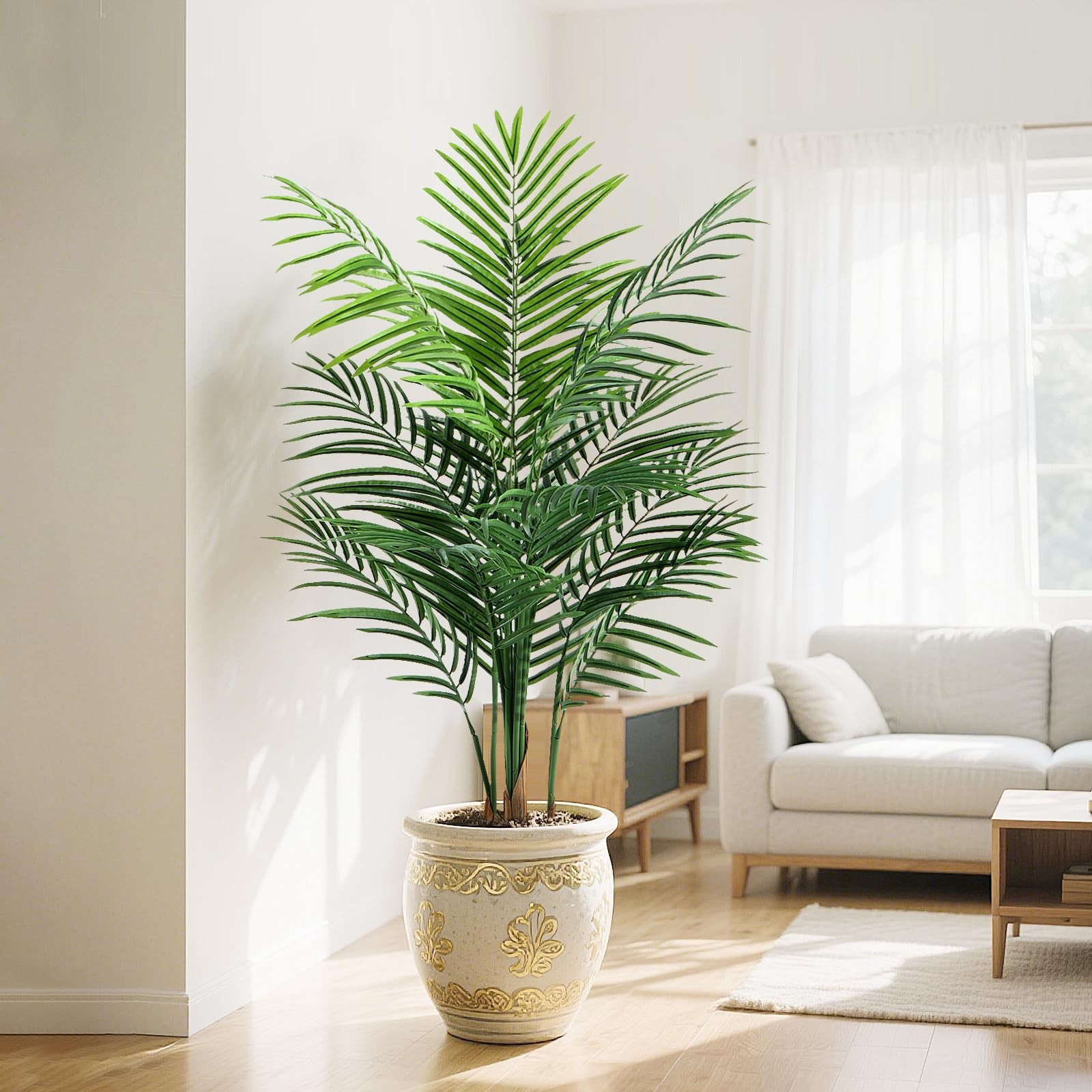 Artificial Palm Tree Indoor 4ft, Large Fake Tropical Areca Palm Tree with 13 …