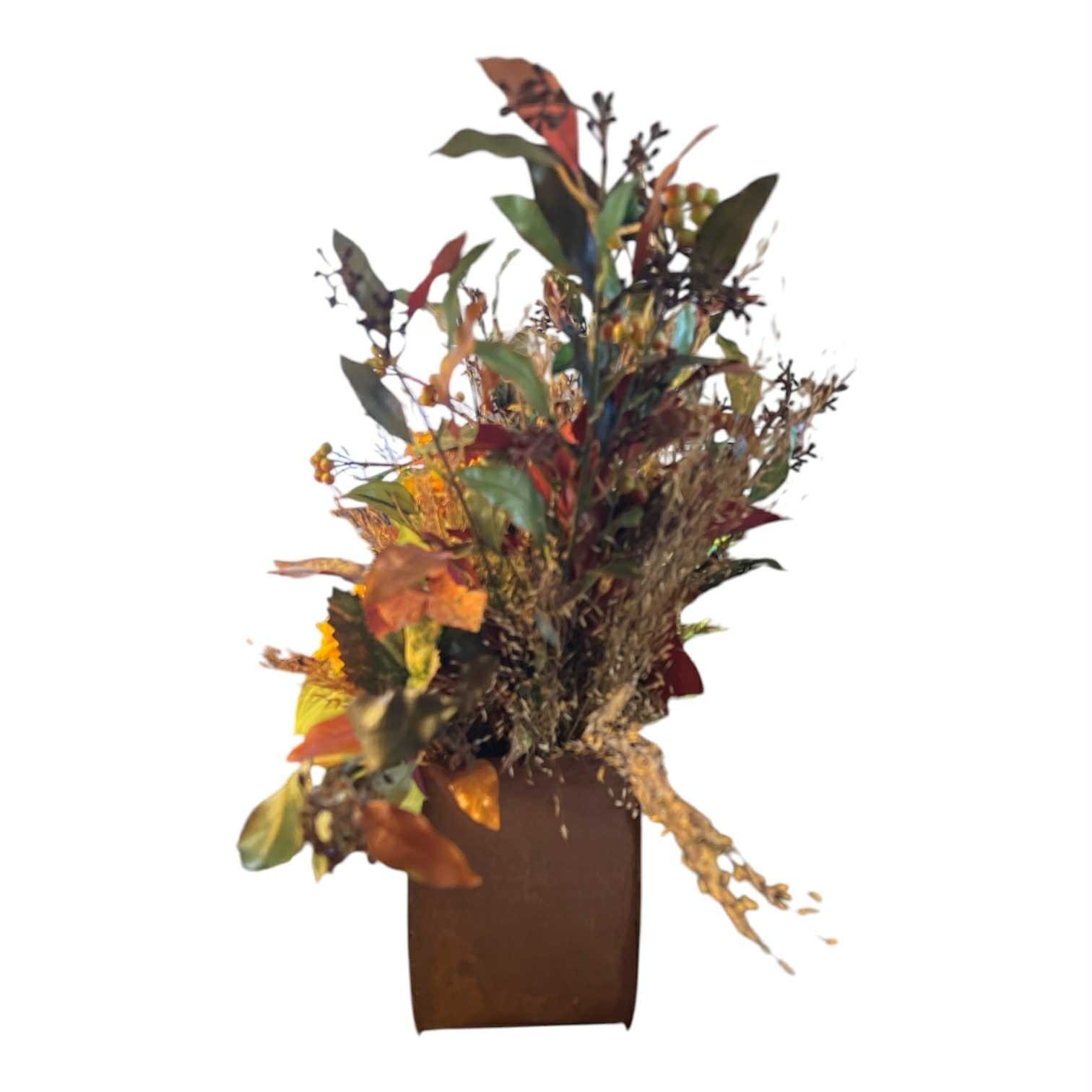 Halloween Faux Flower Arrangement Metal Container By Accents & Occasions 20″