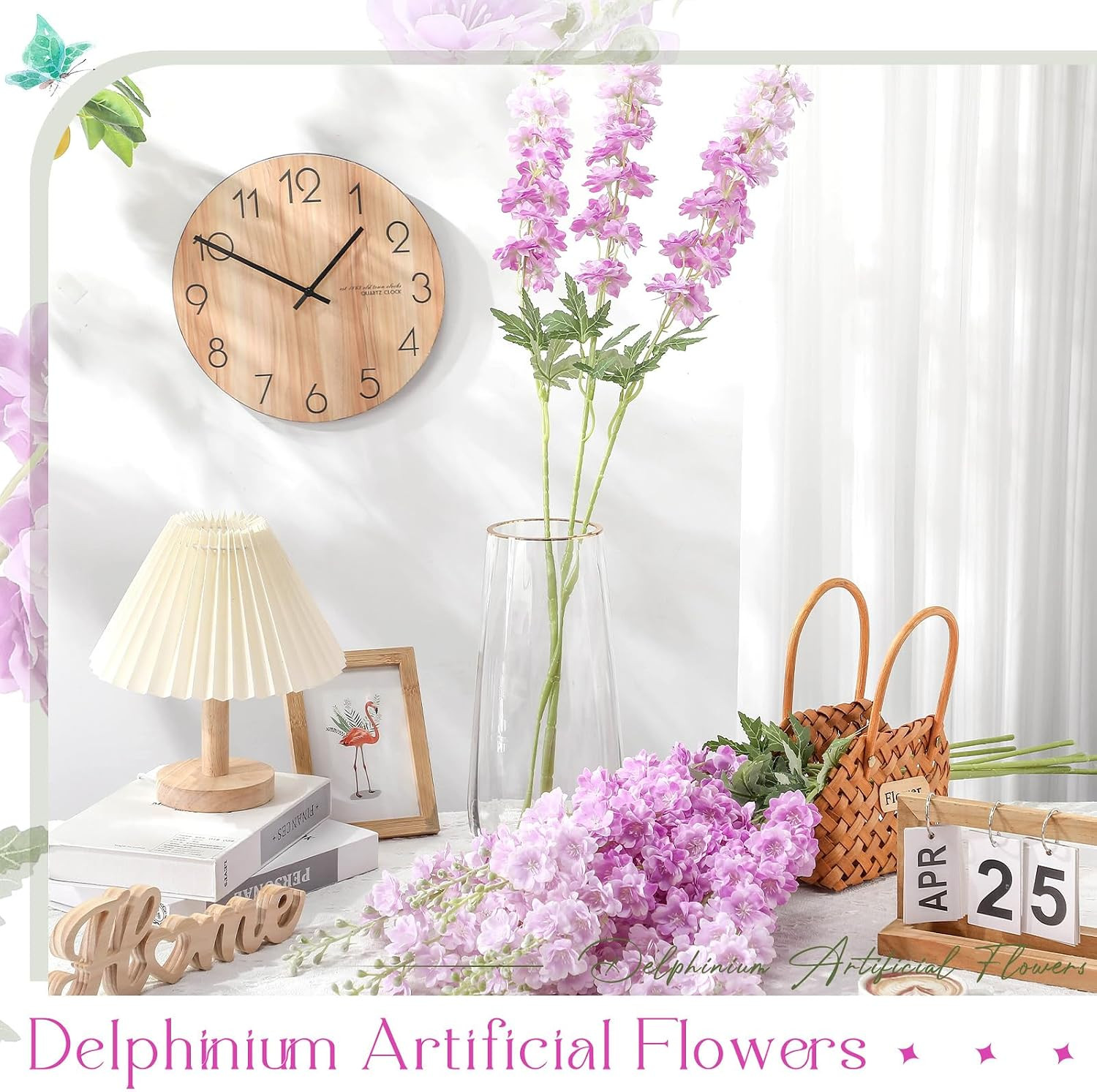 12 Pcs Purple Delphinium Artificial Flowers for Wedding Home Decor Arrangement