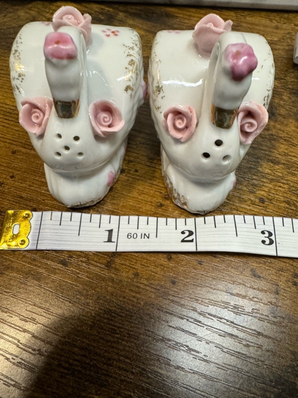 Vintage Napco Porcelain Swan Planter Vase w/ Japan Salt & Pepper Shakers