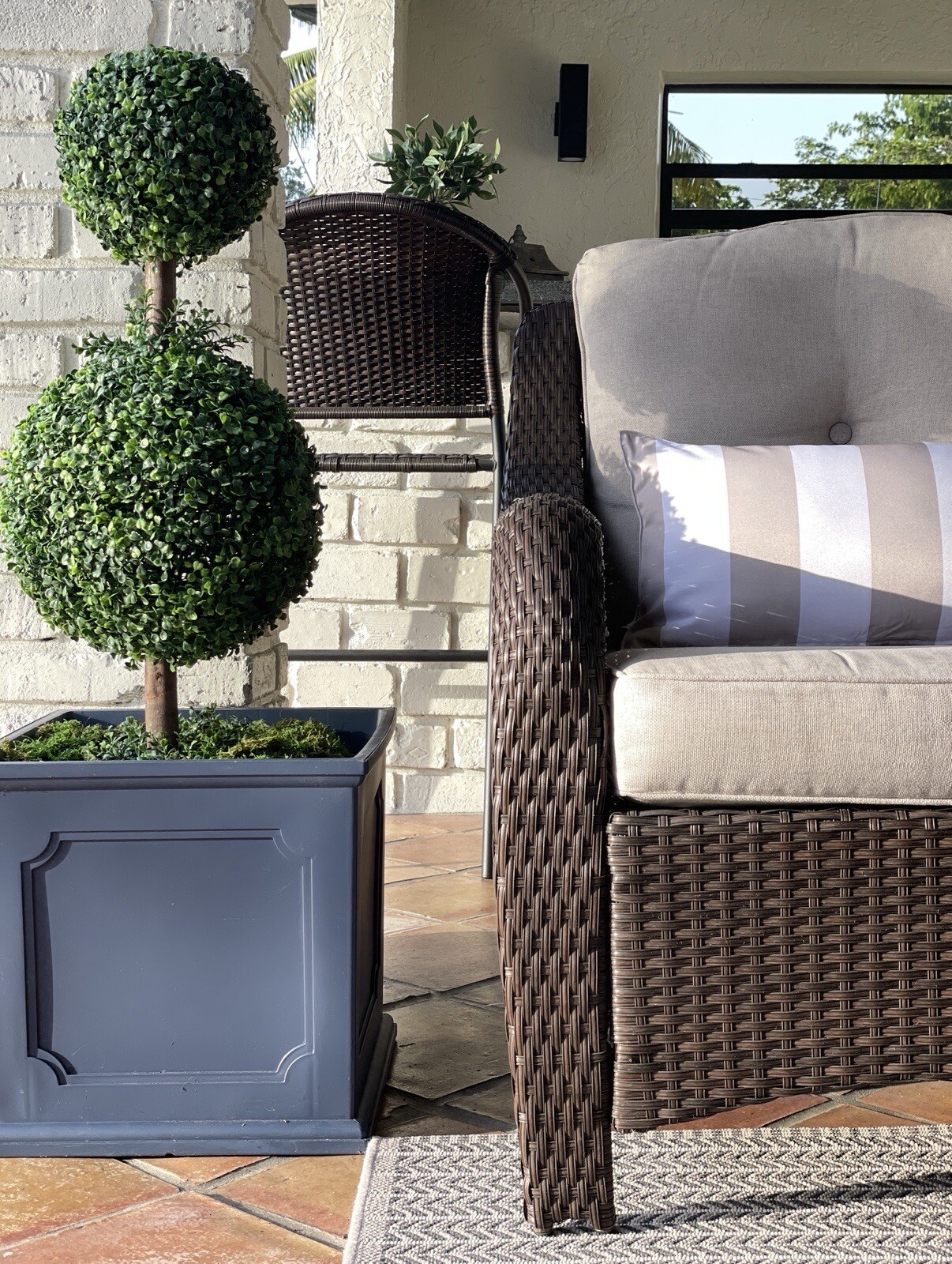 35” Boxwood Double Topiary Artificial Tree (Indoor/Outdoor). Retail $109