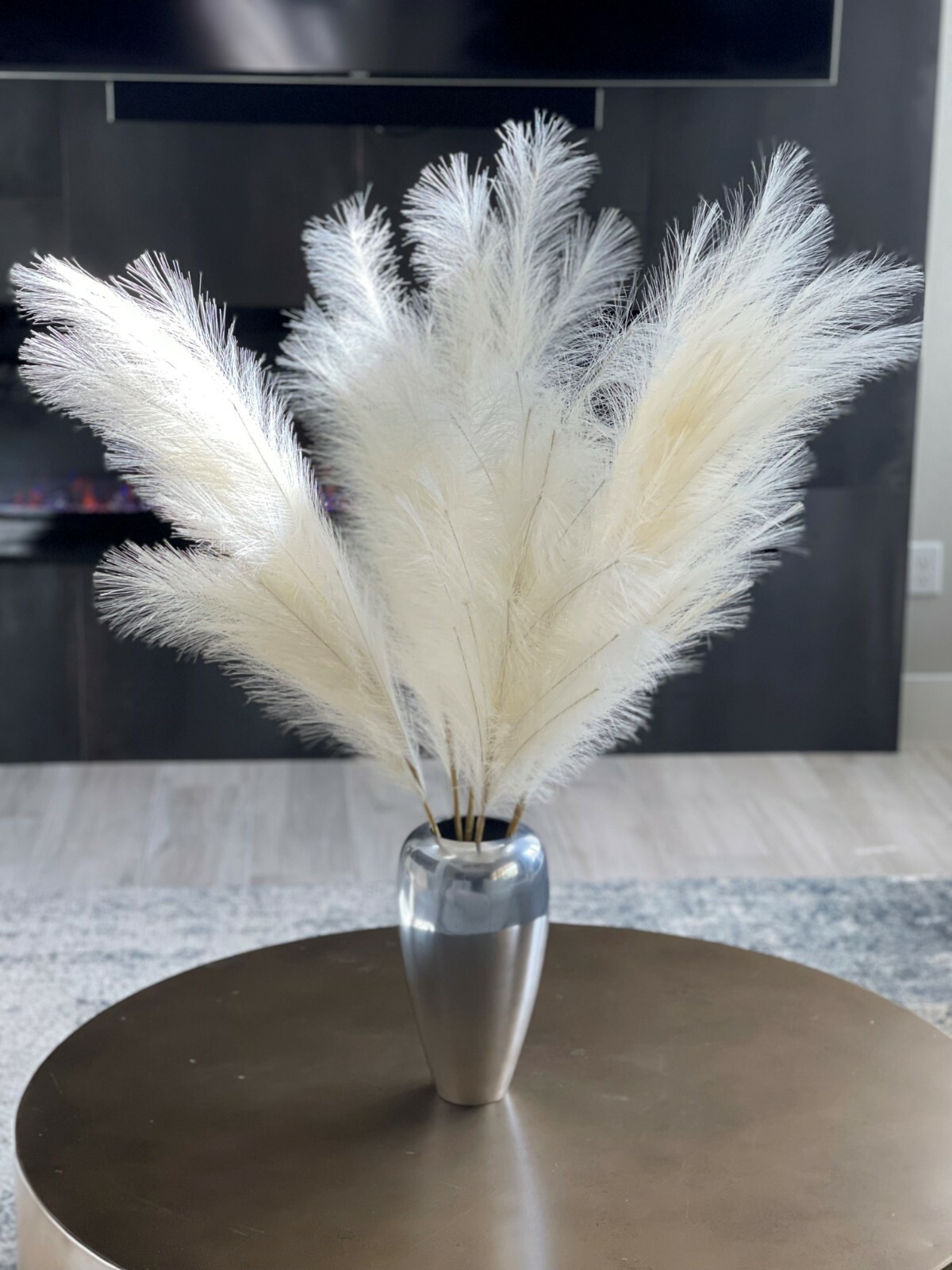 Artificial Pampas, Beige, hand made, six 110 cm beige with 18 branches, décor
