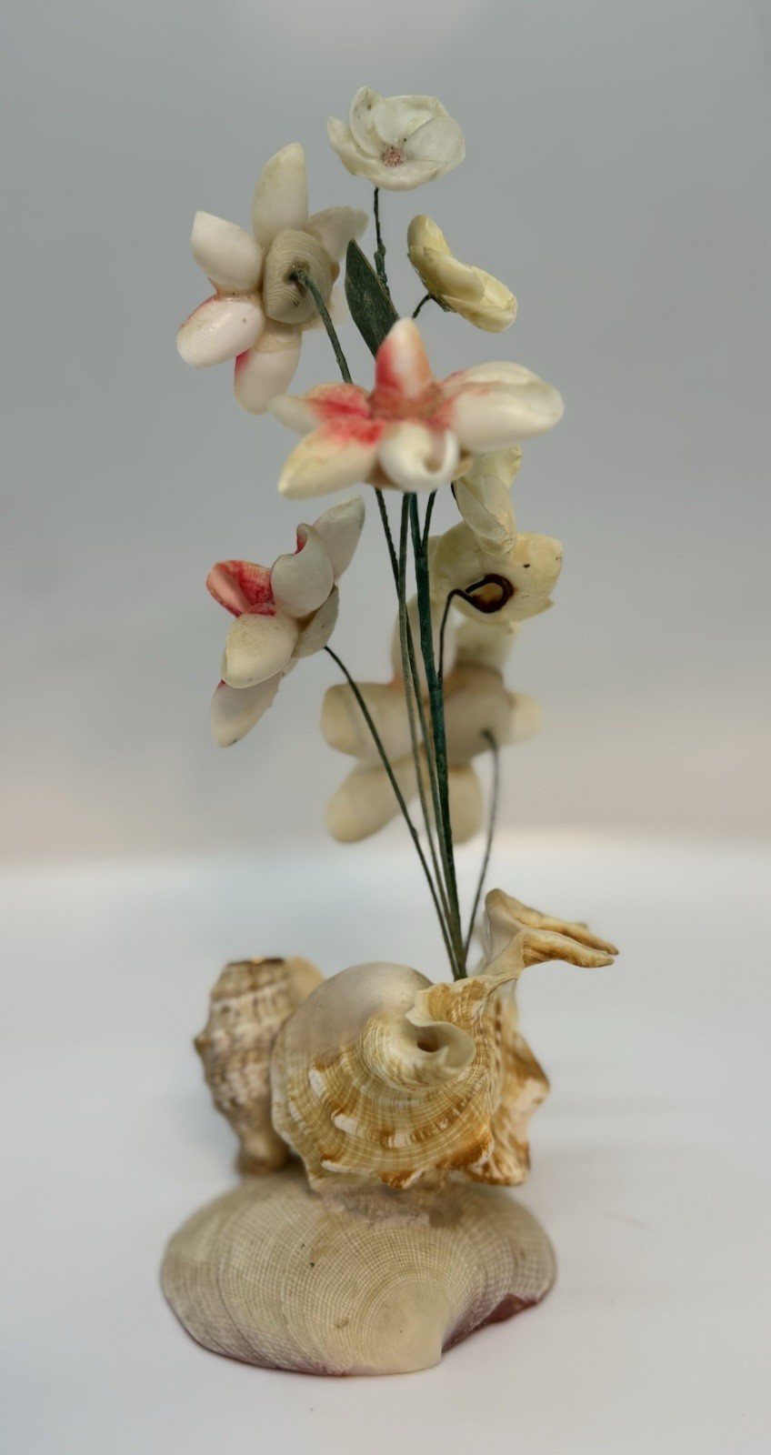Vintage Seashell Shell Art Flower Arrangement Vase Pencil Holder MCM Circa 1950s