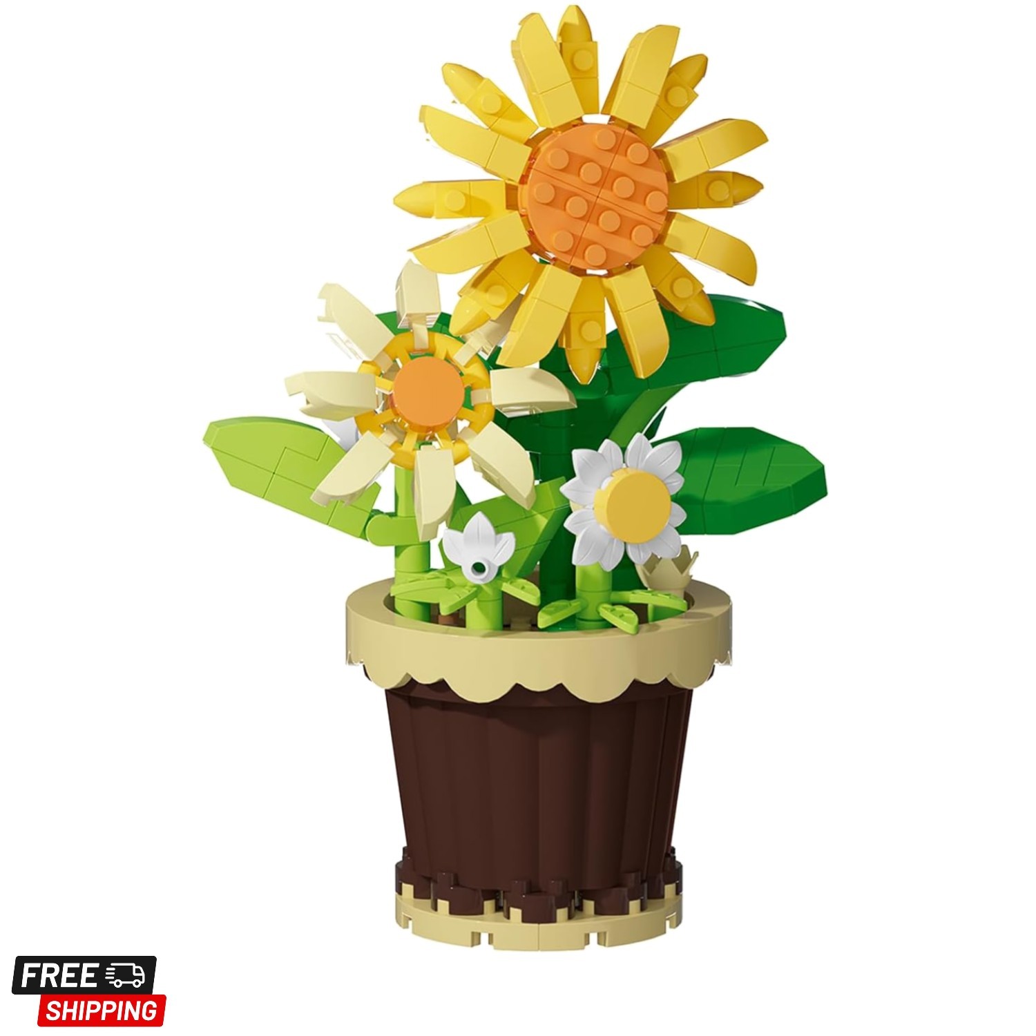 Sunflower Mini Flower Potted Plant Bonsai Building Toy Blocks Artificial Part…