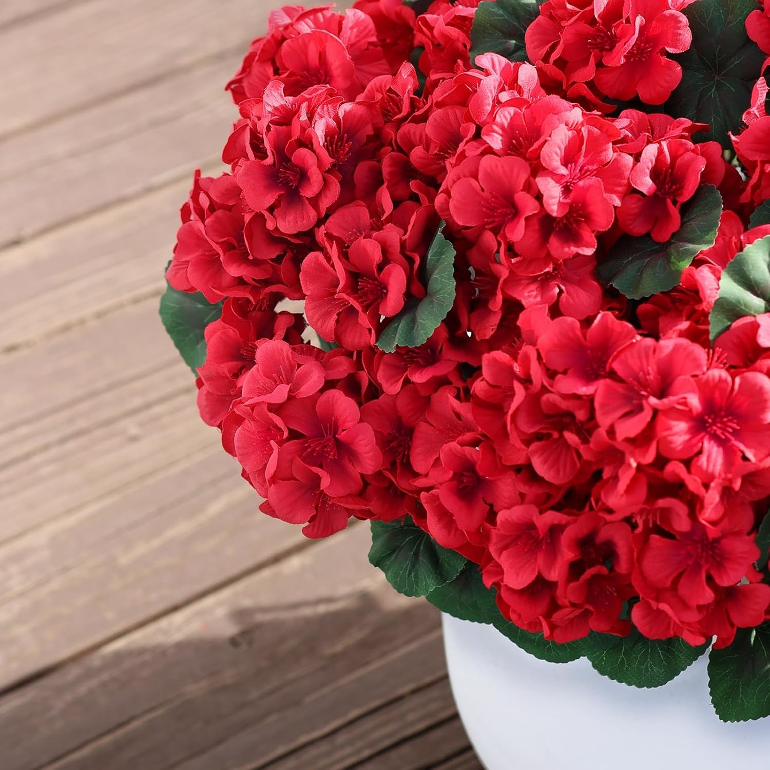 18″ Artificial Geraniums Topiary – 2 Set for Front Porch Decor,Faux Silk Flowers