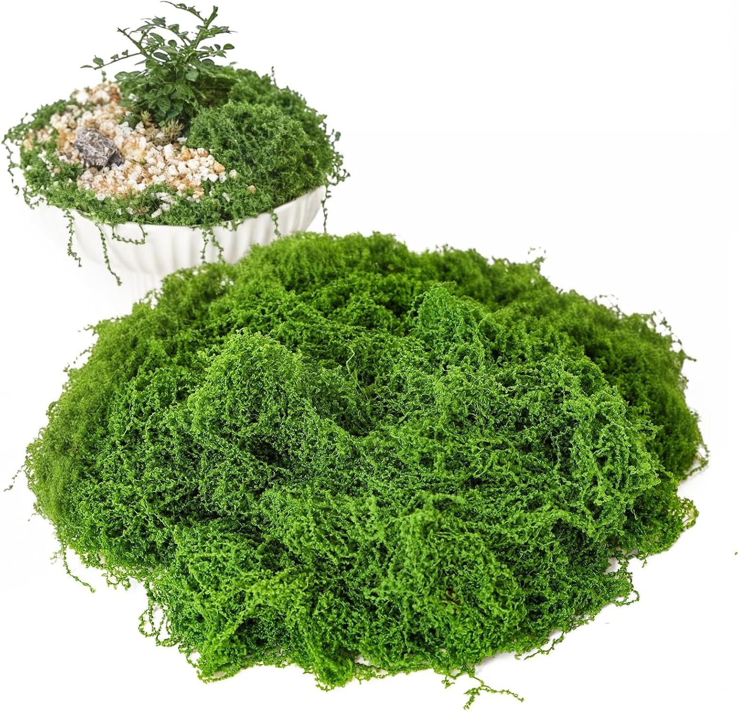 Fake Green Moss for Potted Plants Indoor, 5.3Oz Artificial Moss for DIY Crafts,