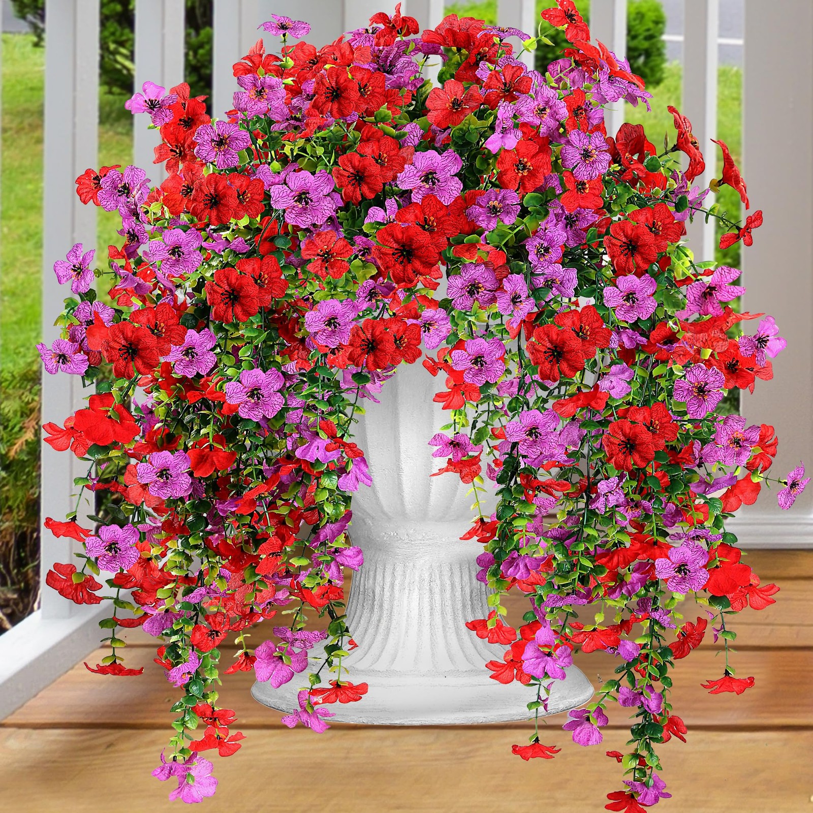 Artificial Fake Hanging Flowers Plants for Outdoor Outside Spring Summer Deco…
