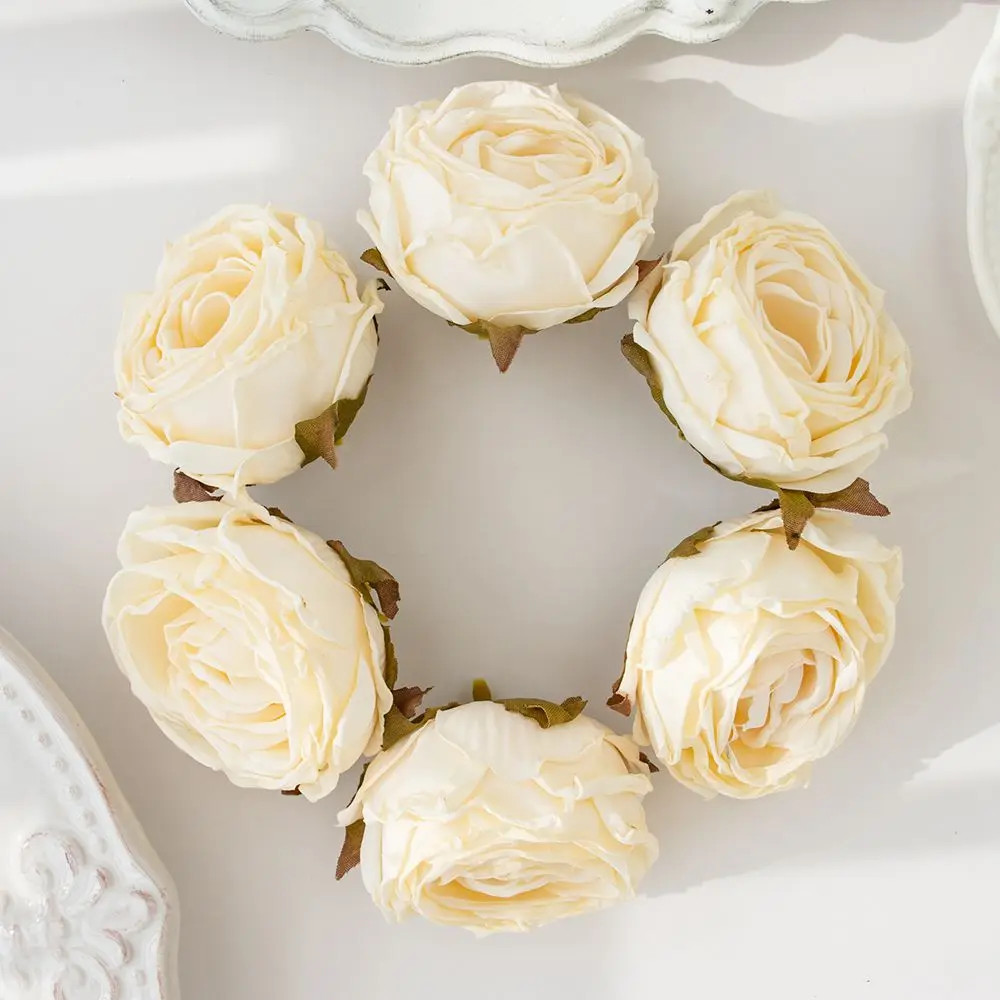 Artificial Burned Edge Rose Floral Bouquet For Wedding Home Garden Party Wreath