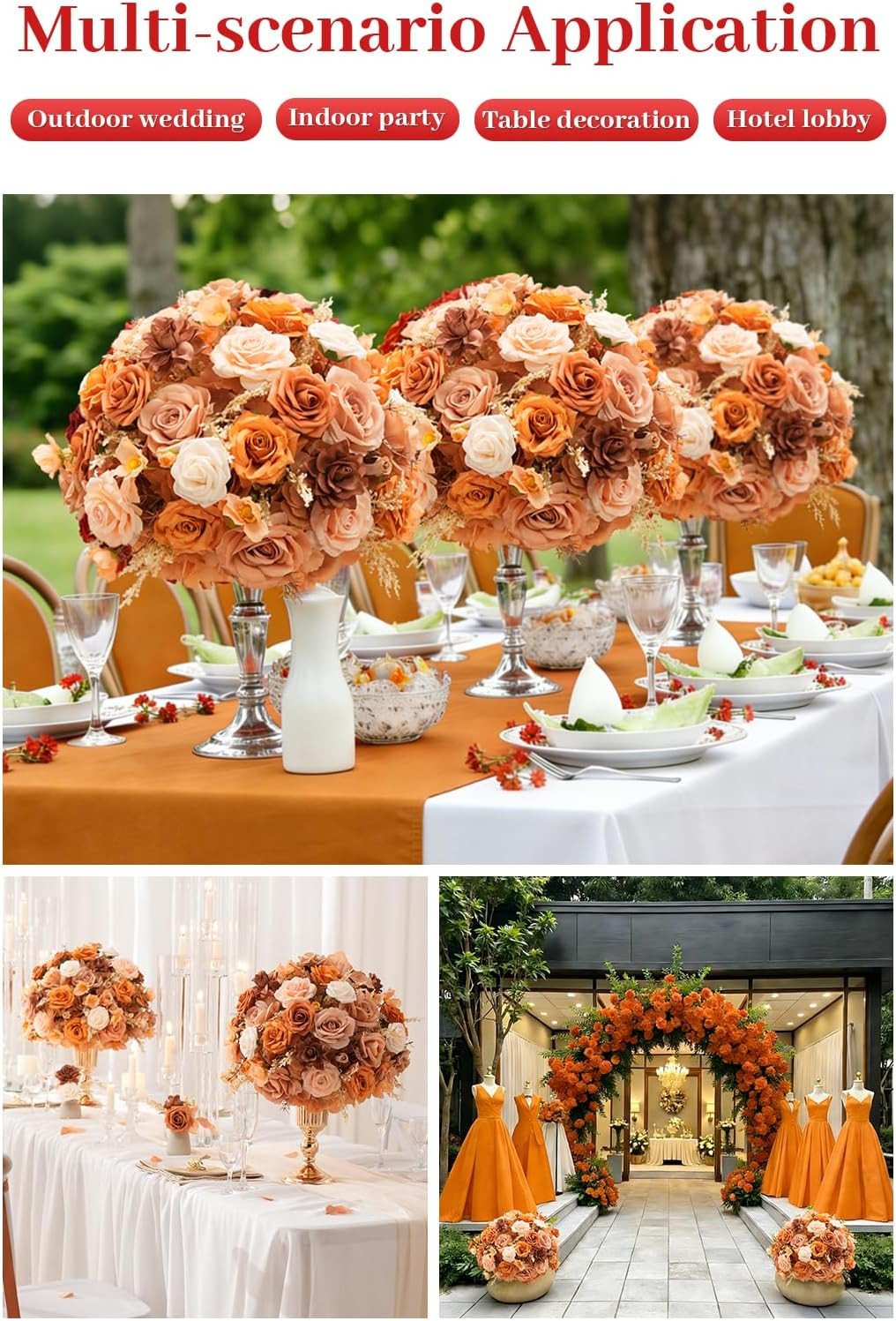 2Pcs 15” Autumn Artificial Flower Centerpieces for Weddings & Parties