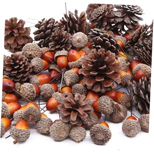 120 Pcs Apol Ornament Set – Natural Pinecones & Artificial Acorns