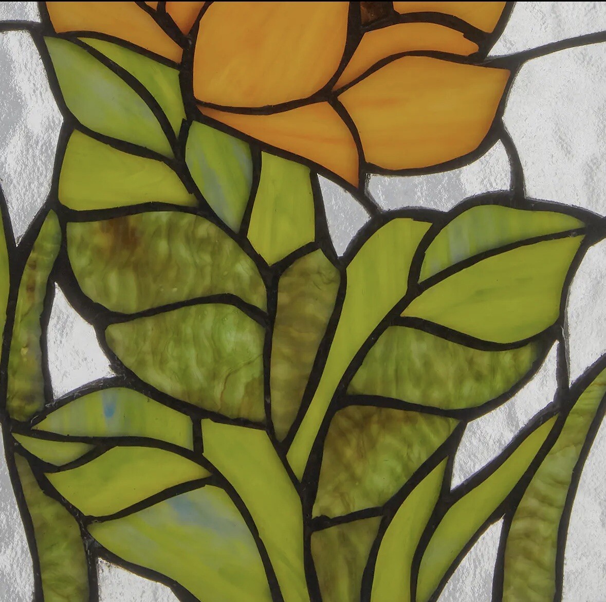Multicolored Sunflower Stained Glass Window Panel