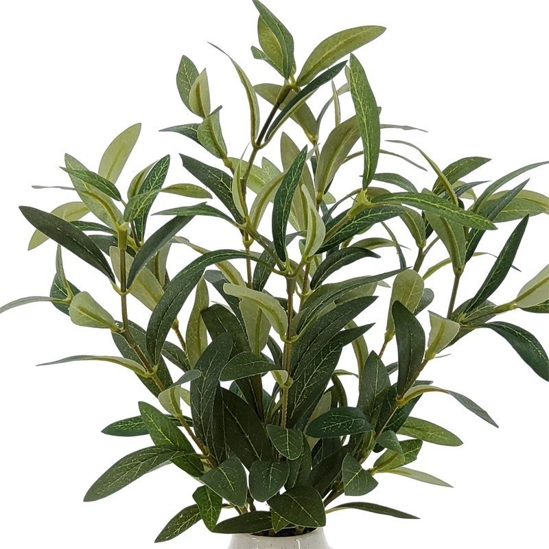 14 Inch Realistic Artificial Olive Plant in Two Tone Ceramic Vase Home Decor New