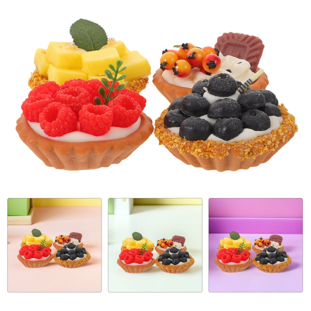 4Pcs Durable Simulated Food Egg Tart Models Assorted Colors for Bakery Decor