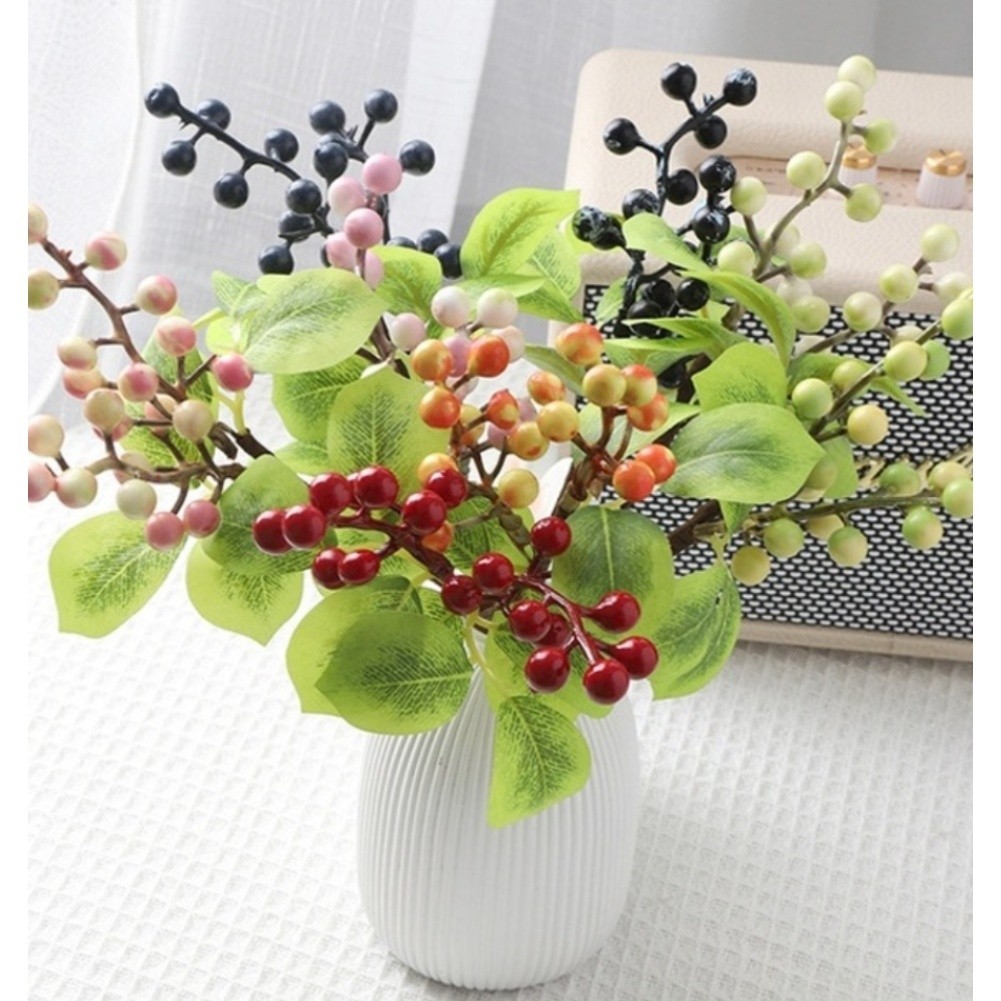 Artificial Olive with Green Pink White Red Orange Black Berries