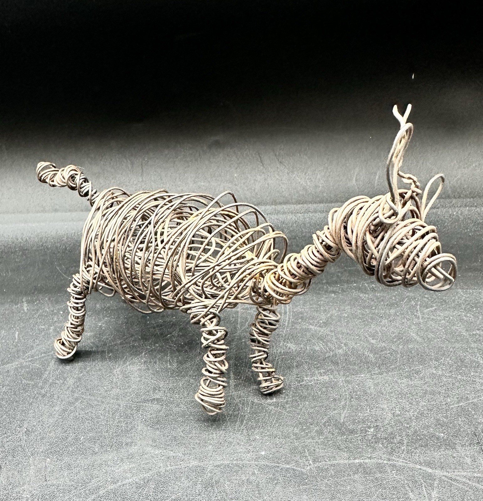 Vintage Brutalist Wire Animal Sculpture Deer Horse Reindeer 8x4in