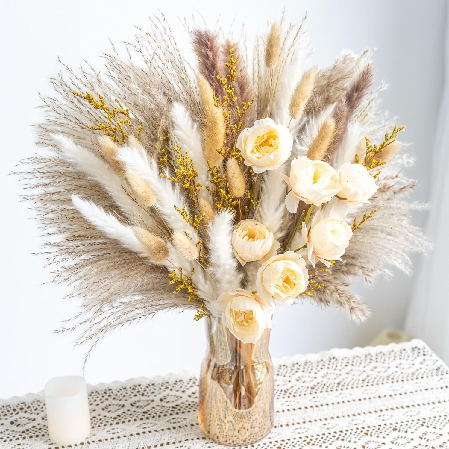 Boho Decor Bouquet – Artificial Flowers and Pampas Grass Decor kit,Mix Dried …