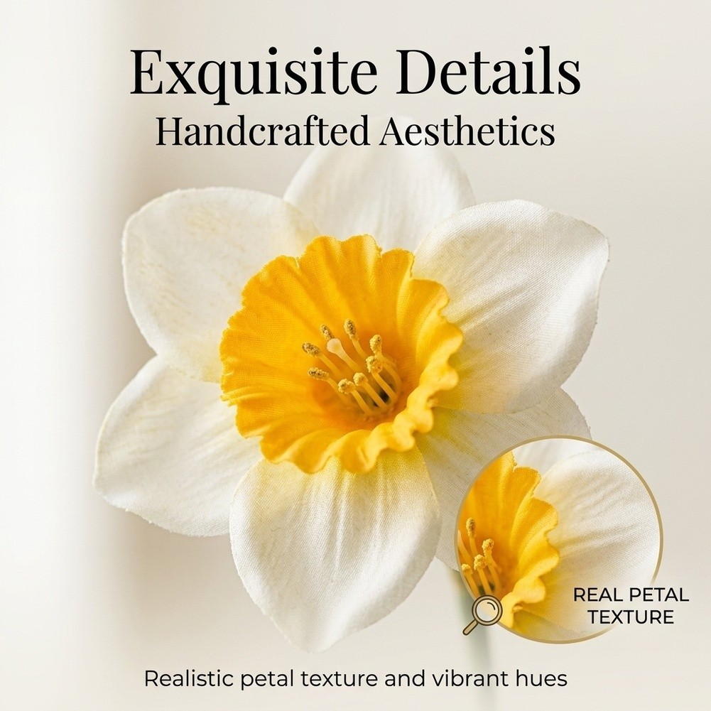 Artificial Narcissus Bouquet Creamy White and Yellow for Rustic Setting