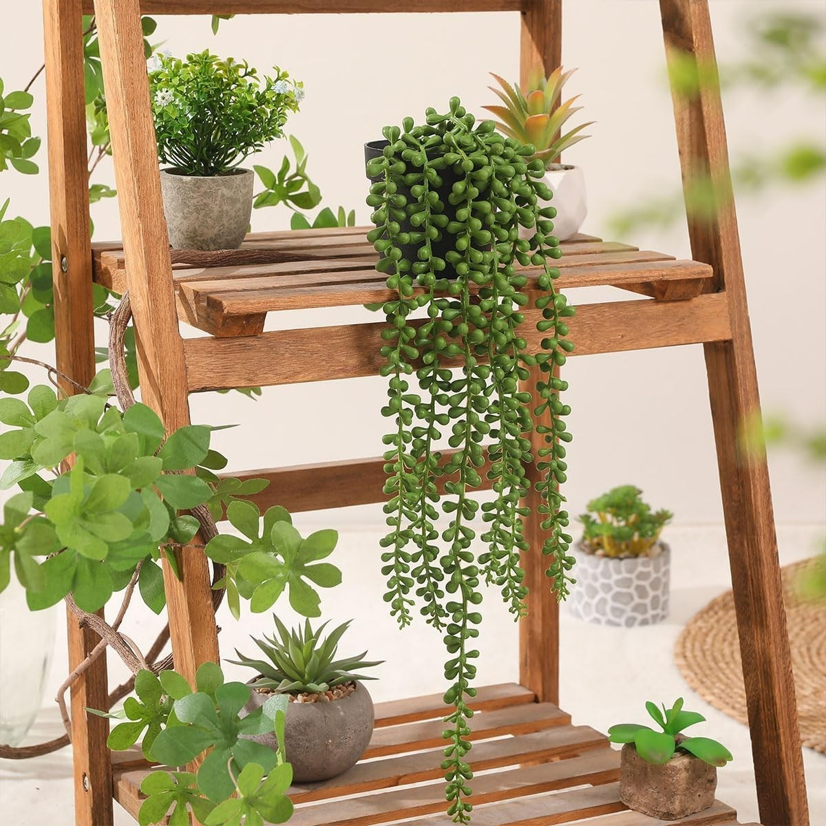 Elegant String of Pearls Fake Plants Set of 2 – Lightweight and Maintenance-Free
