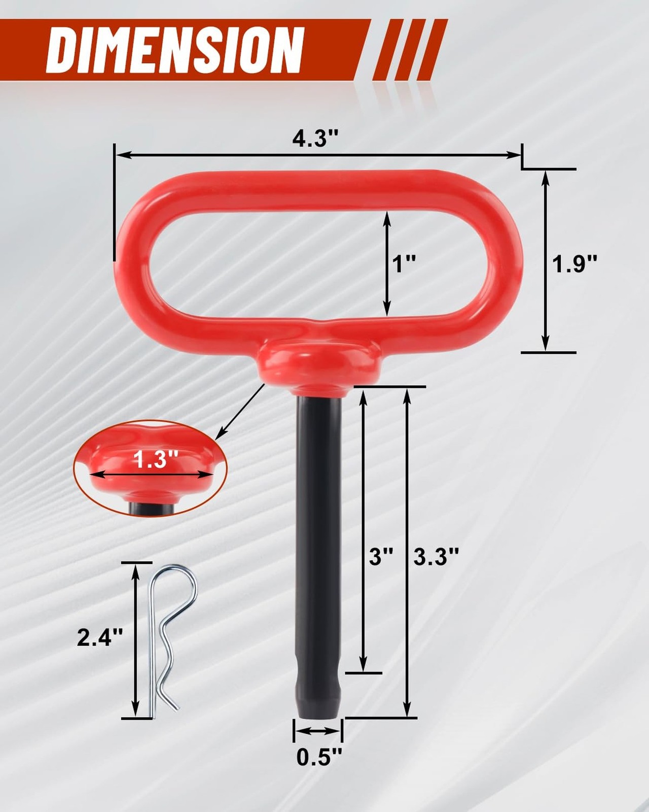 2Pack Hitch Pin, 1/2 x 3 Inch Trailer Hitch Pin with Clip and Rubber-Coated H…