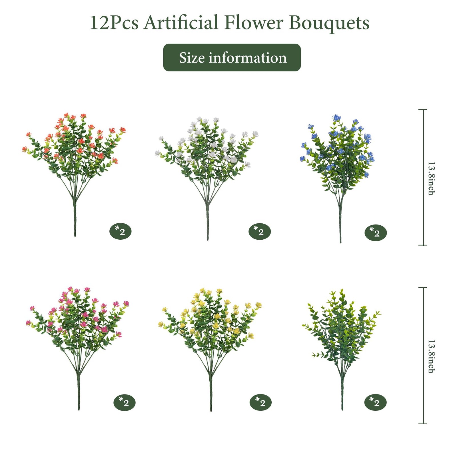 Best Artificial Flowers Outdoors, 12 Bundles Fake UV-Anti for Decoration Faux