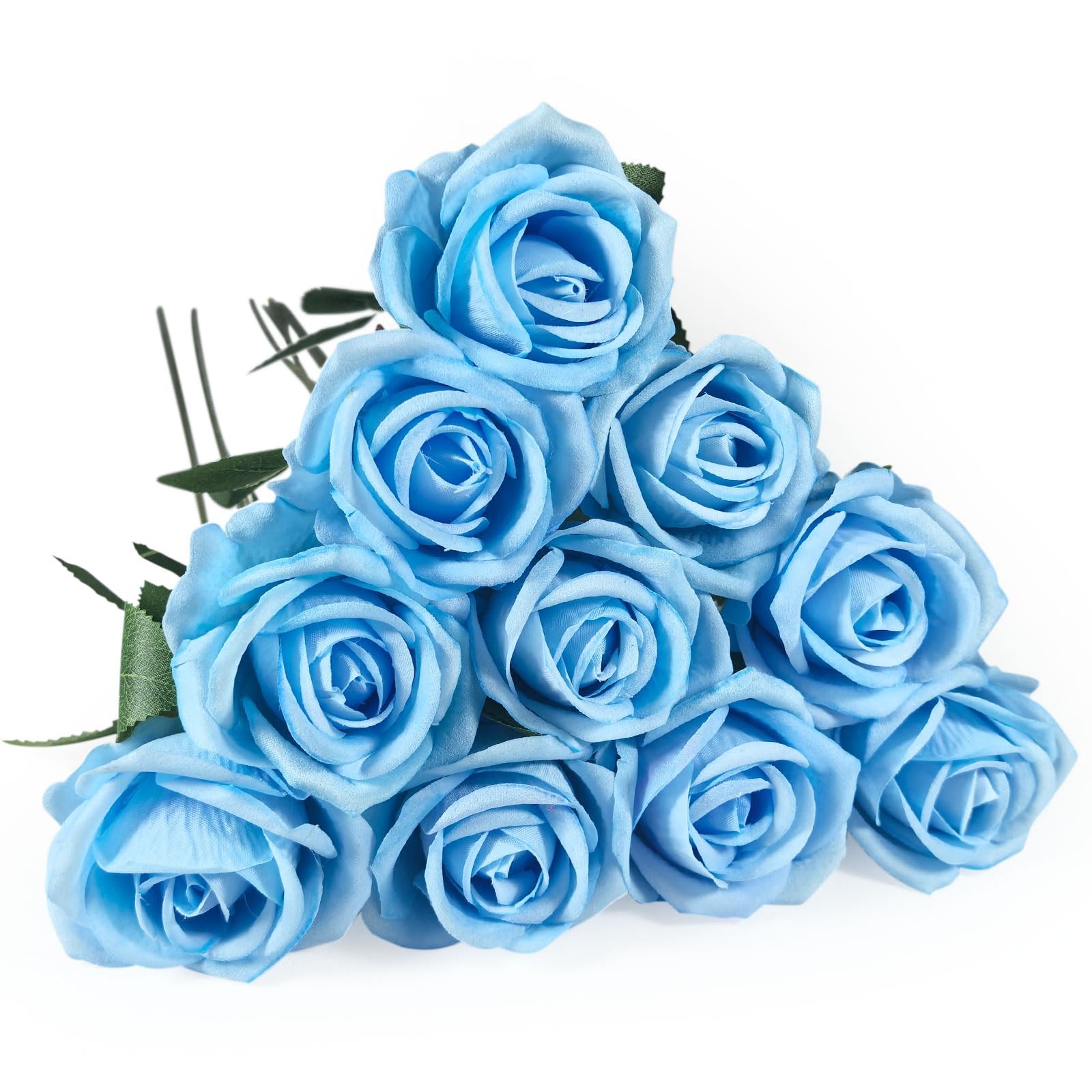 10 PCS Artificial Roses with Long Stems Silk Flowers Realistic Foam Flowers F…