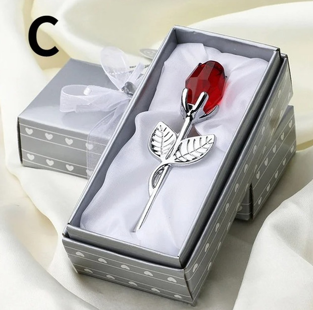 1pc Crystal Glass Rose Flower Figurine Romantic Home Wedding Gift Decor – NEW