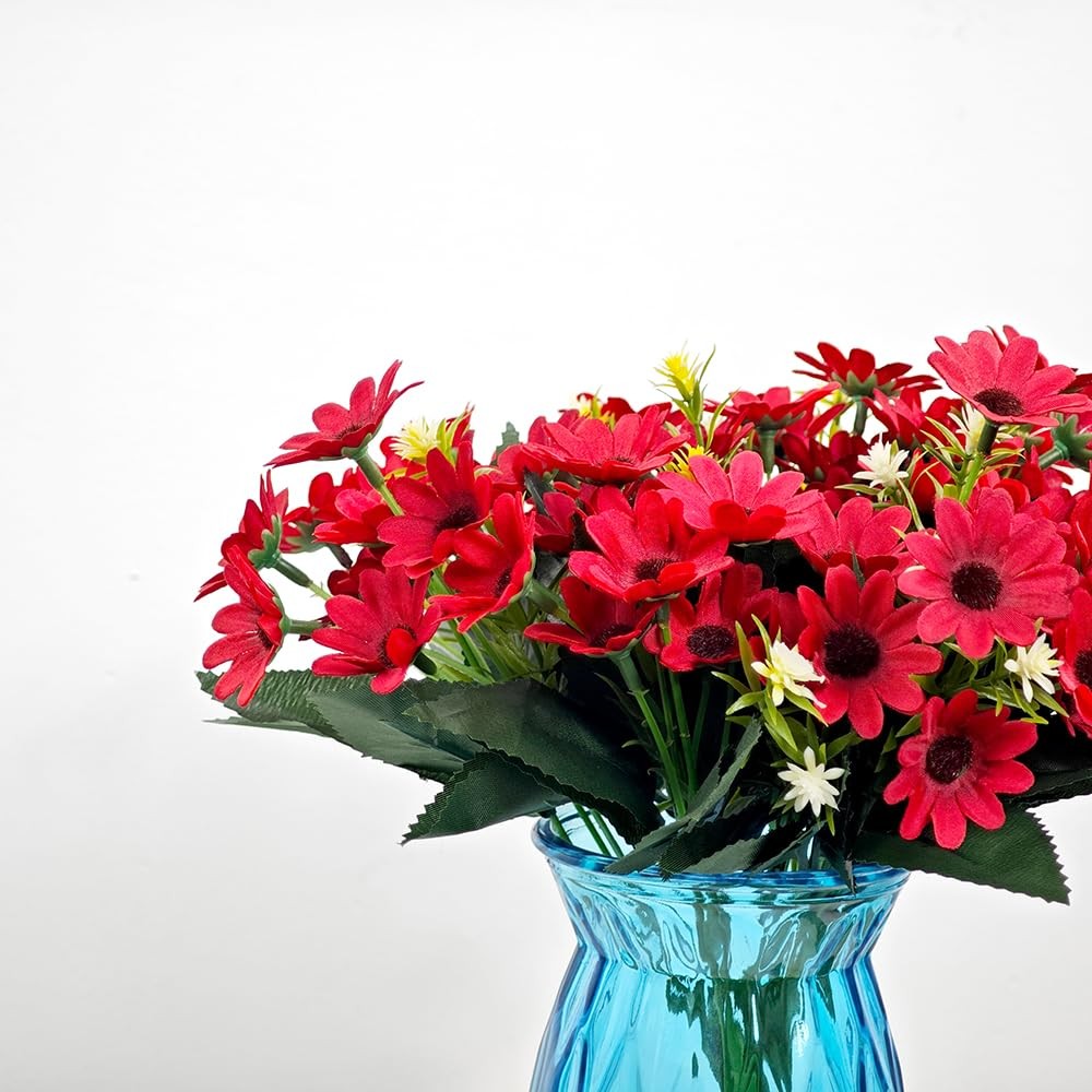 Real Touch Artificial Daisy Flowers Fake Bouquet Party Wedding Decor Red 5 Pcs