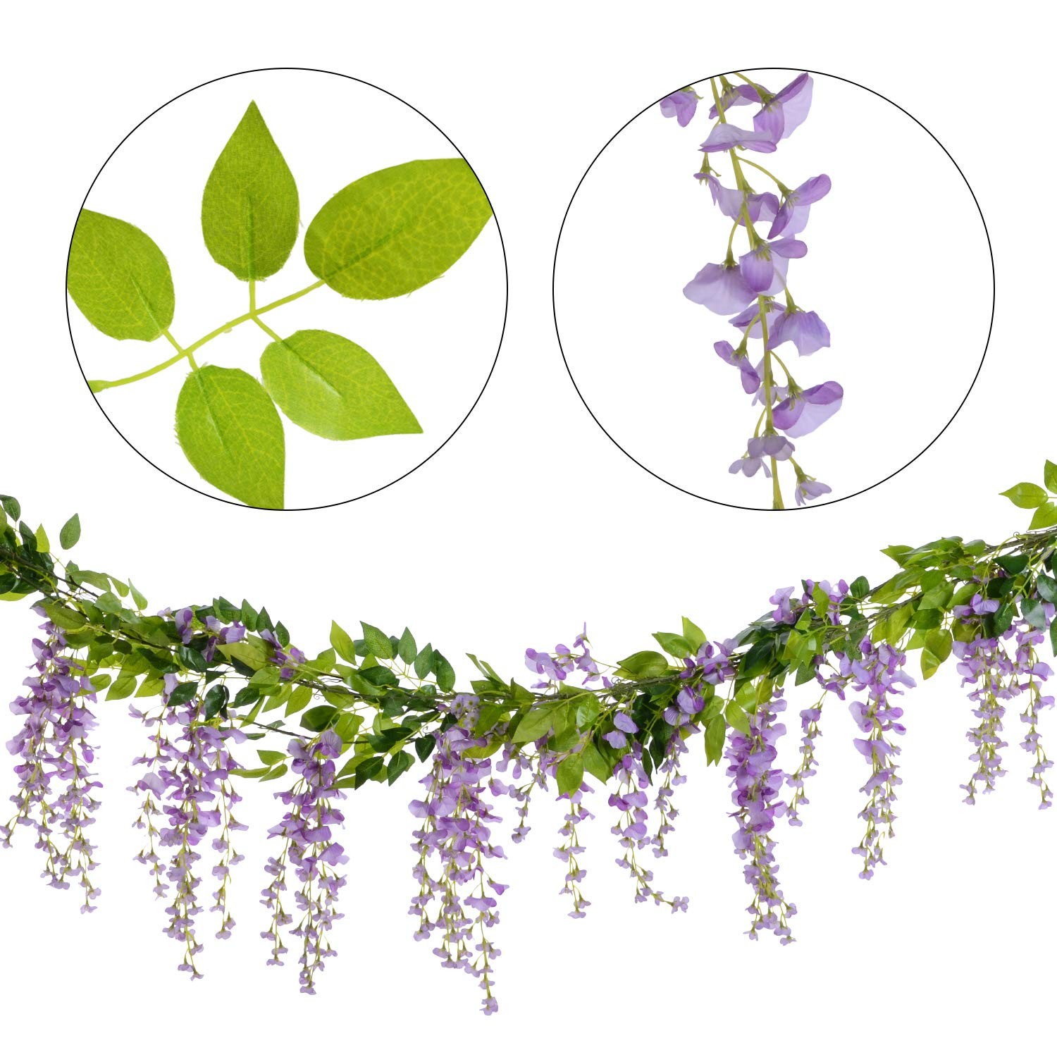 Lvydec Wisteria Artificial Flowers Garland, 4 Pcs Total 28.8ft Artificial Wis…