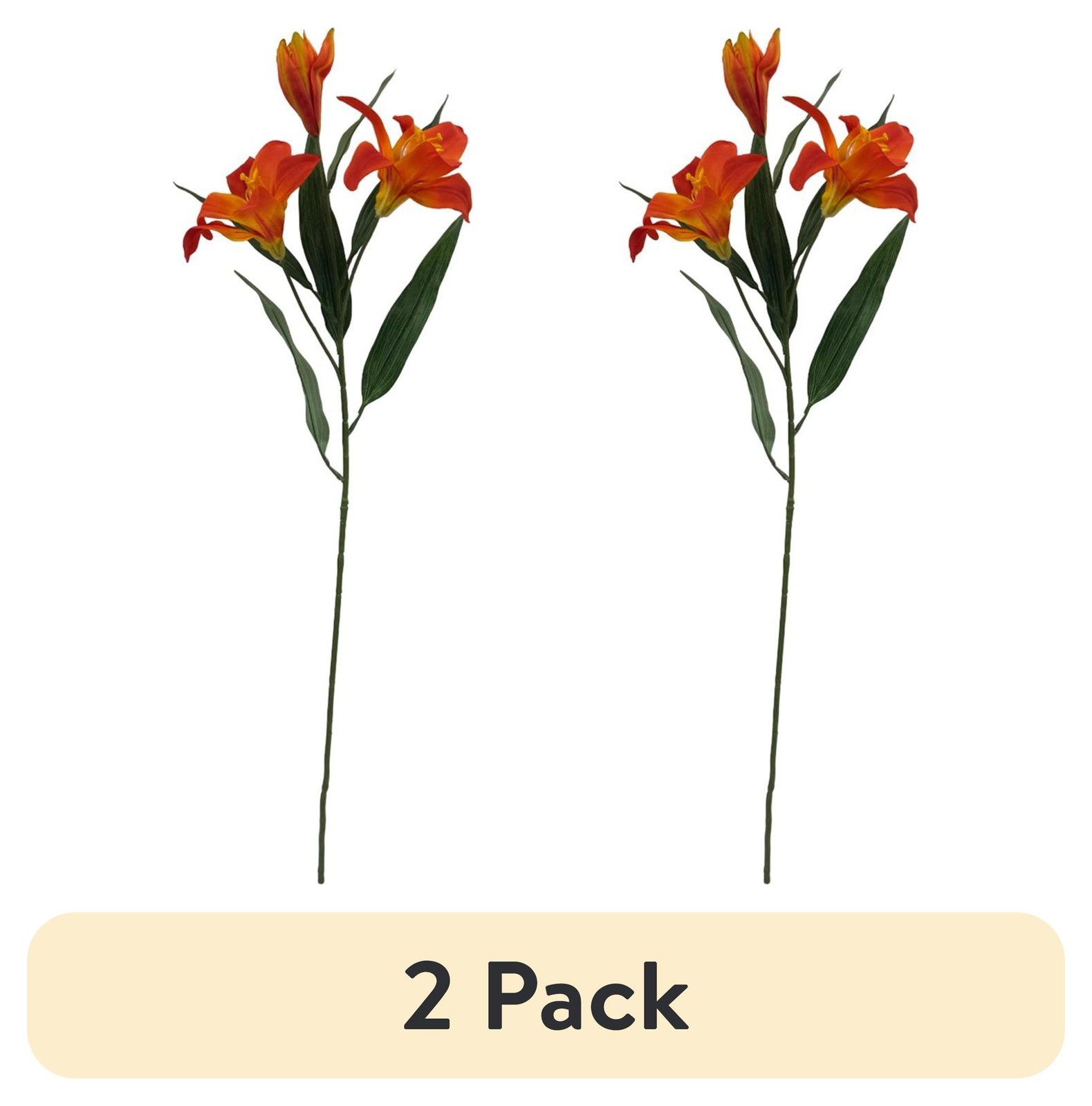 (2 pack 31″ Artificial Orange Tiger Lily Flower Stem Indoor Decoration