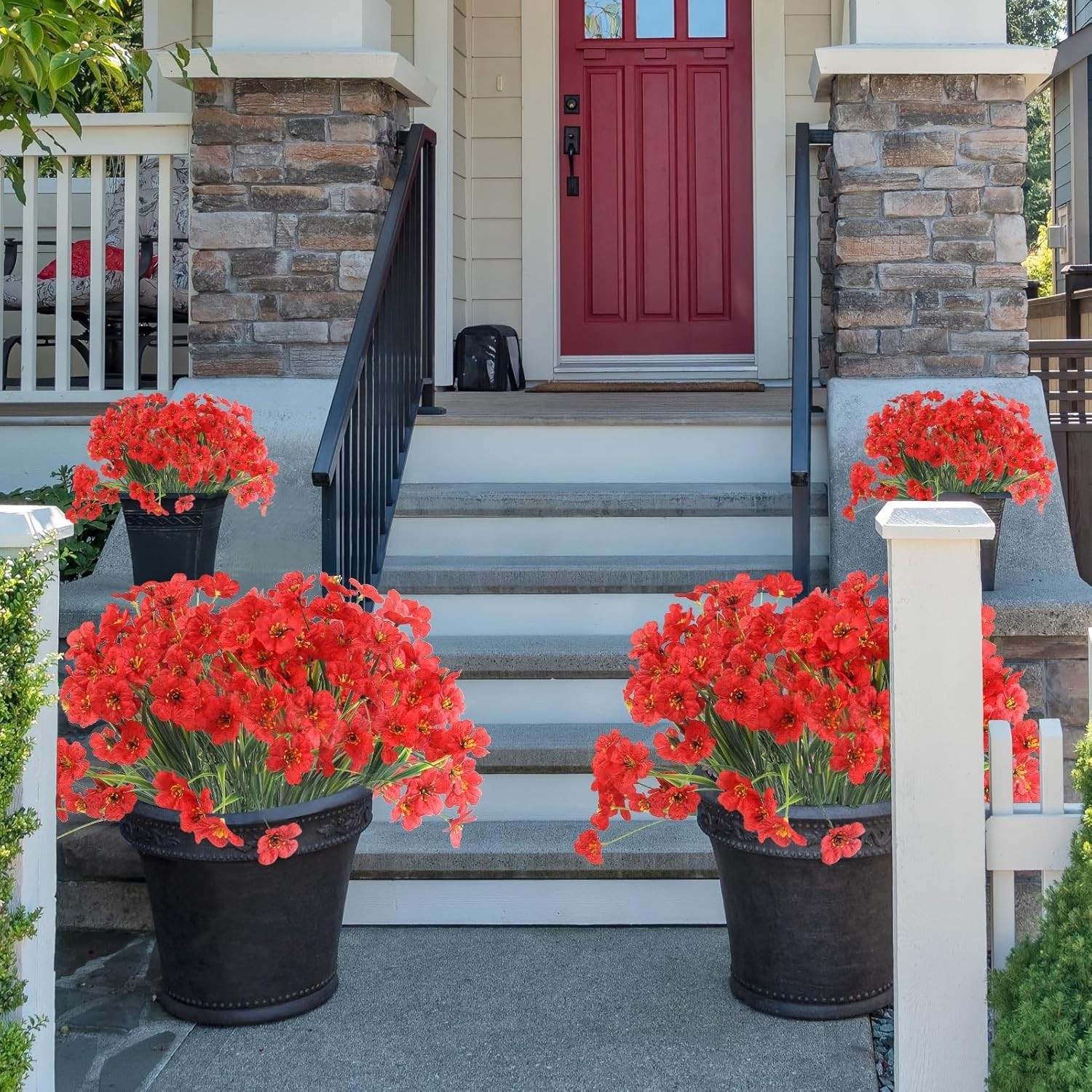 Elegant 24 Set Red Artificial Flower Bundles for Indoor/Outdoor Decorating Bliss