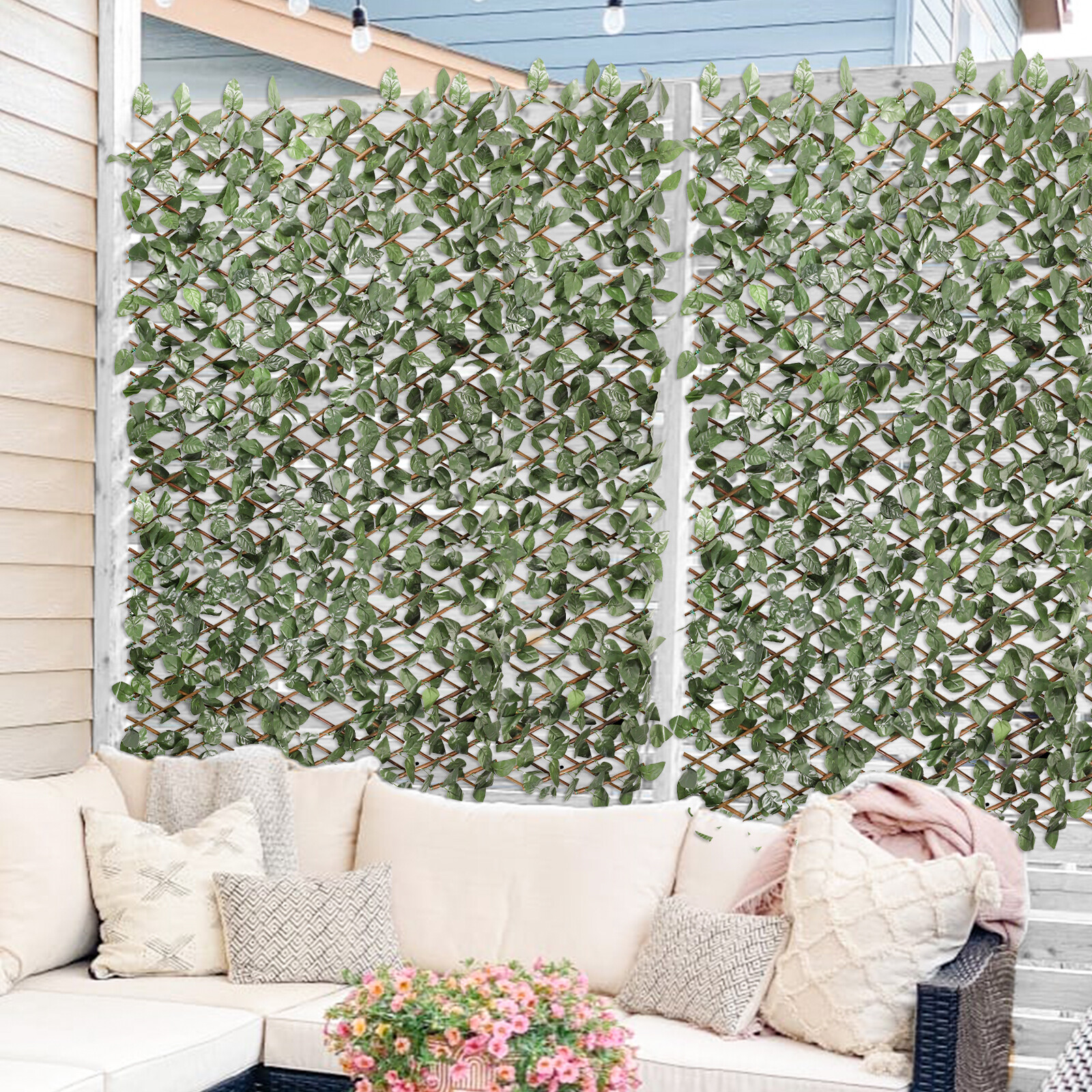 Artificial Expandable Faux Plant Leaf Fence Panel Home Indoor Outdoor Decor