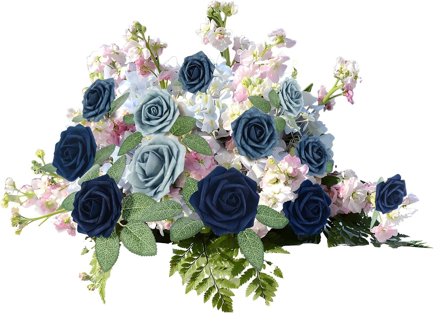 [25PCS] Navy Blue Roses Artificial Flowers with Long Stem Real Touch Fake Foam R
